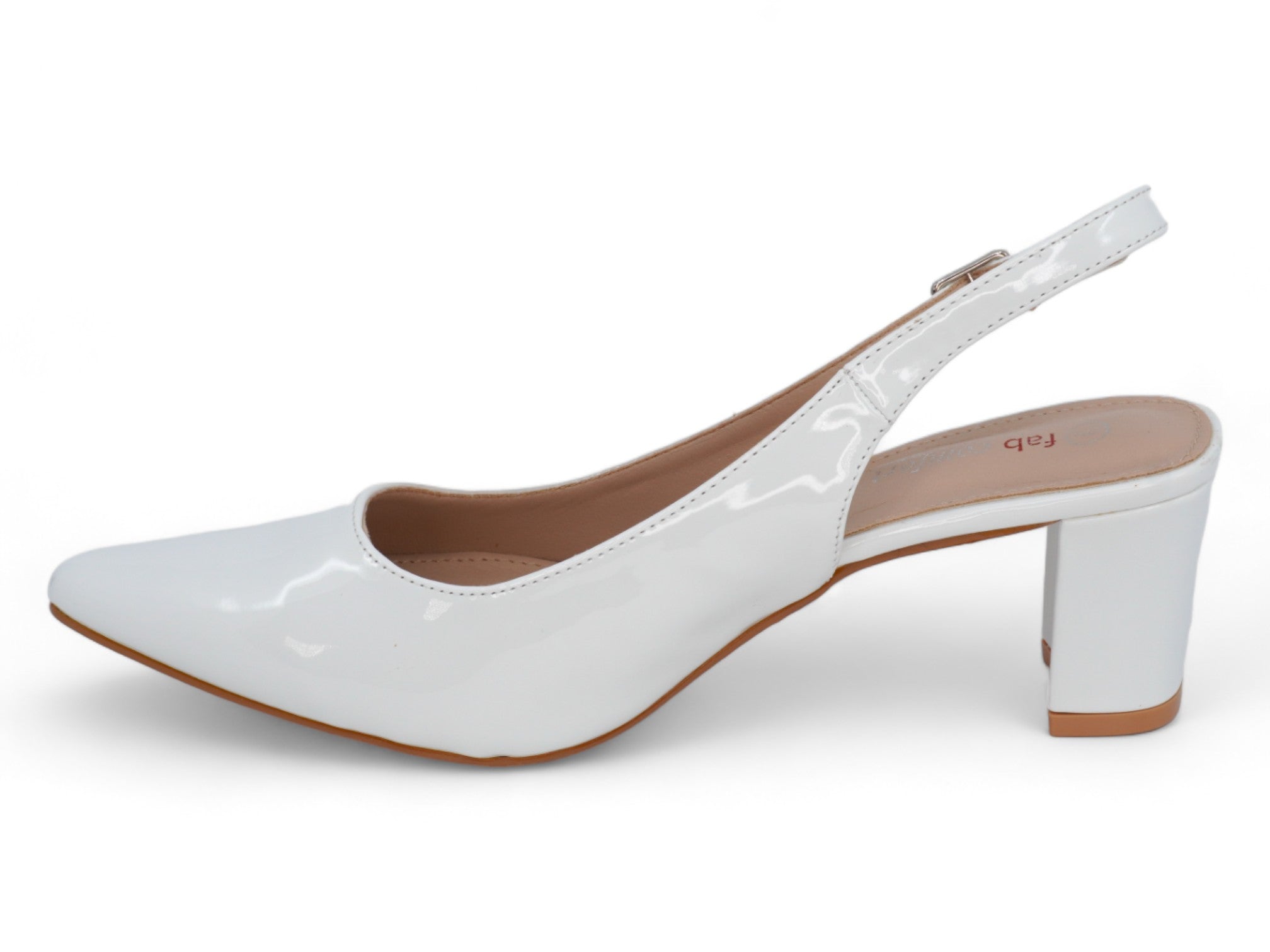 Women's White Patent Wide Width Heel
