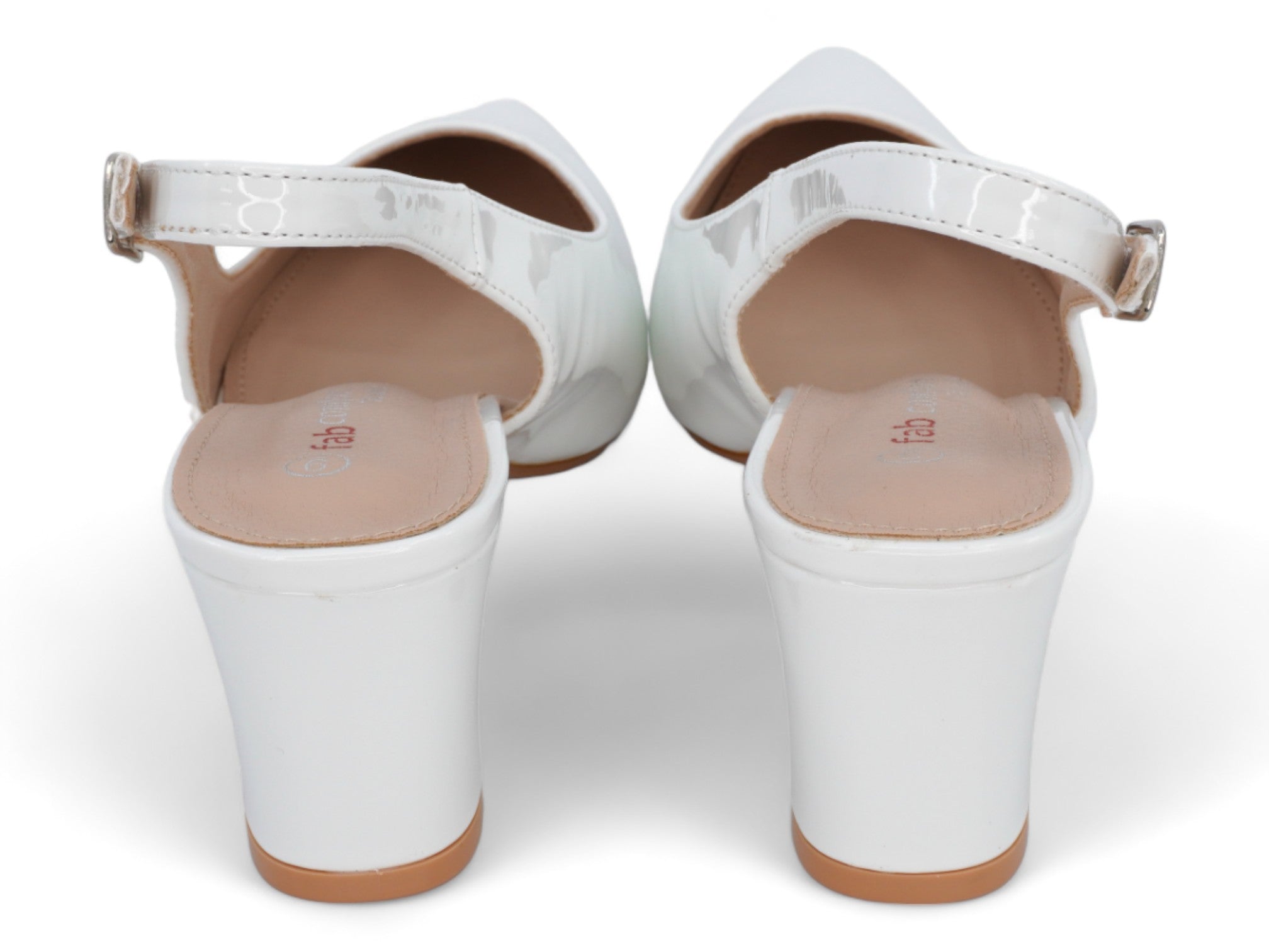 Women's White Patent Wide Width Heel