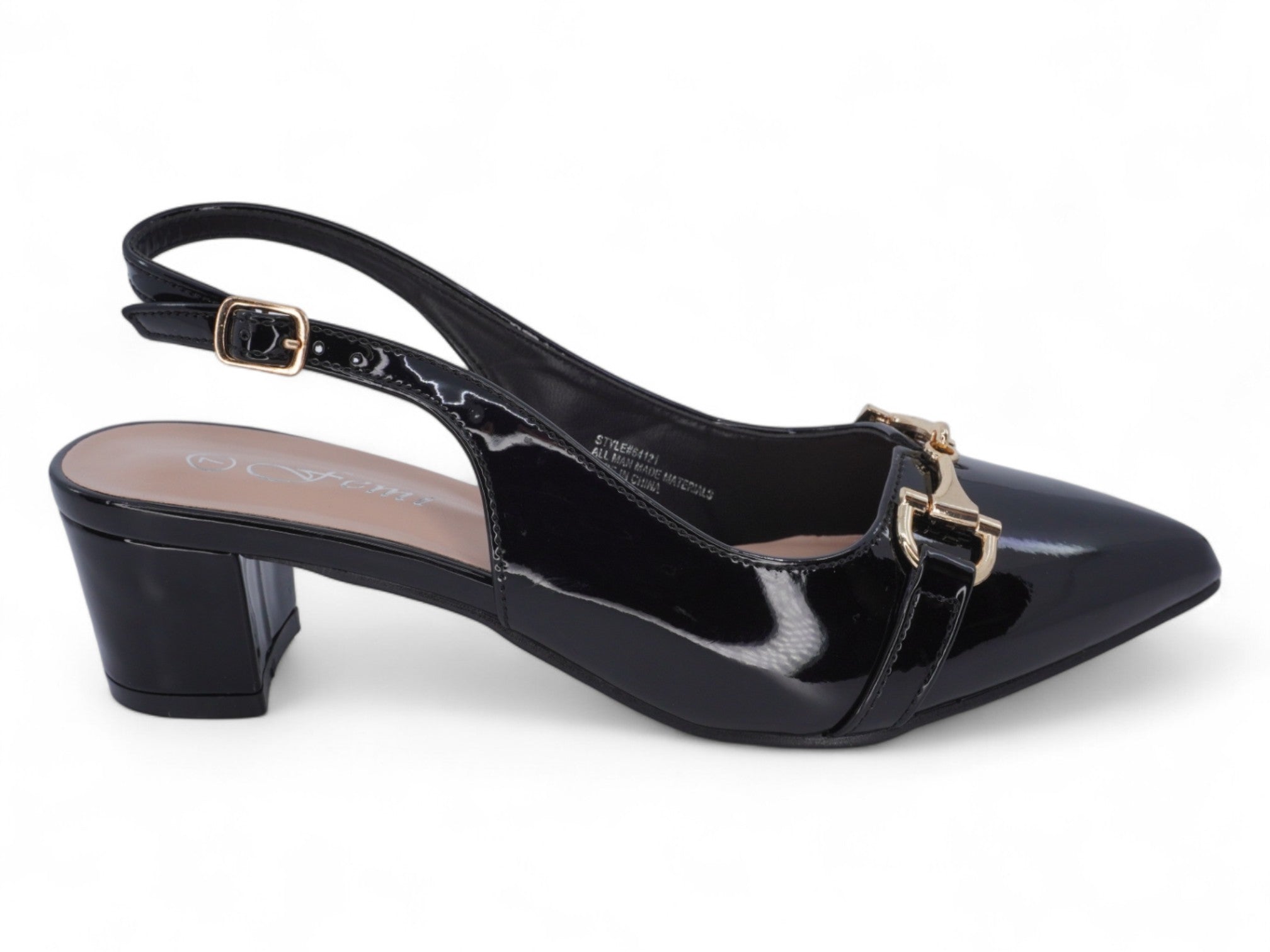 Women's Black Patent Wide Width Sling Back