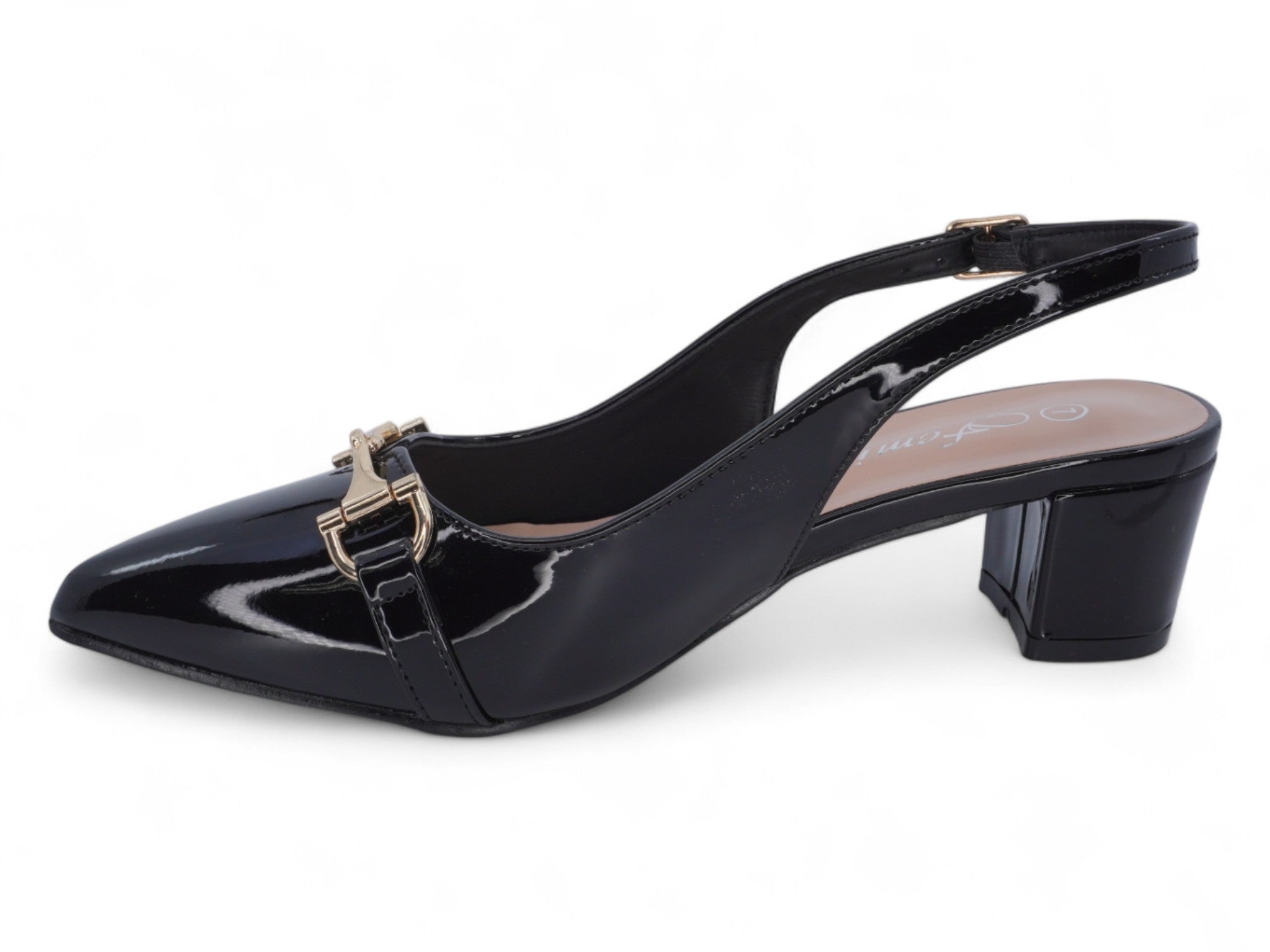 Women's Black Patent Wide Width Sling Back