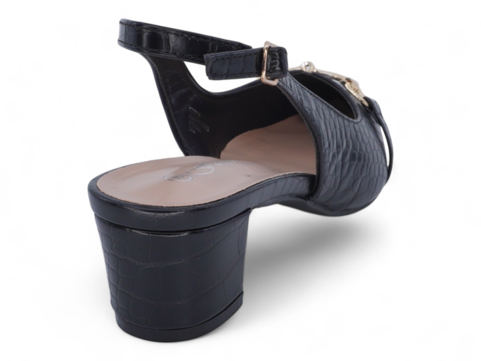 Women's Black Vegan Leather Wide Width Sling Back