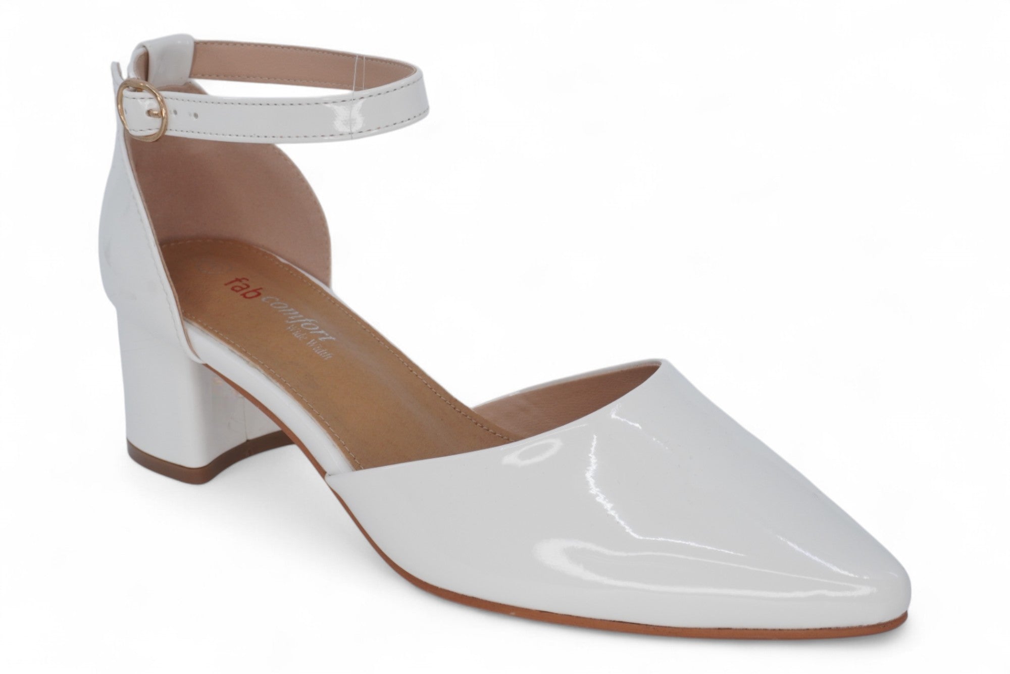 Women's White Patent Elise Wide Width Heel