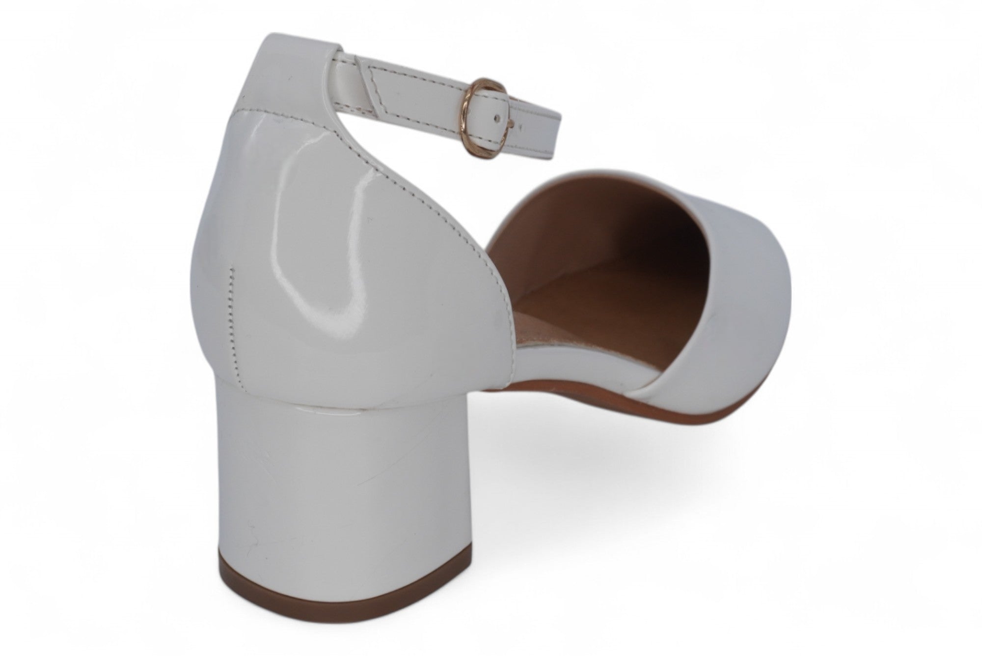 Women's White Patent Elise Wide Width Heel