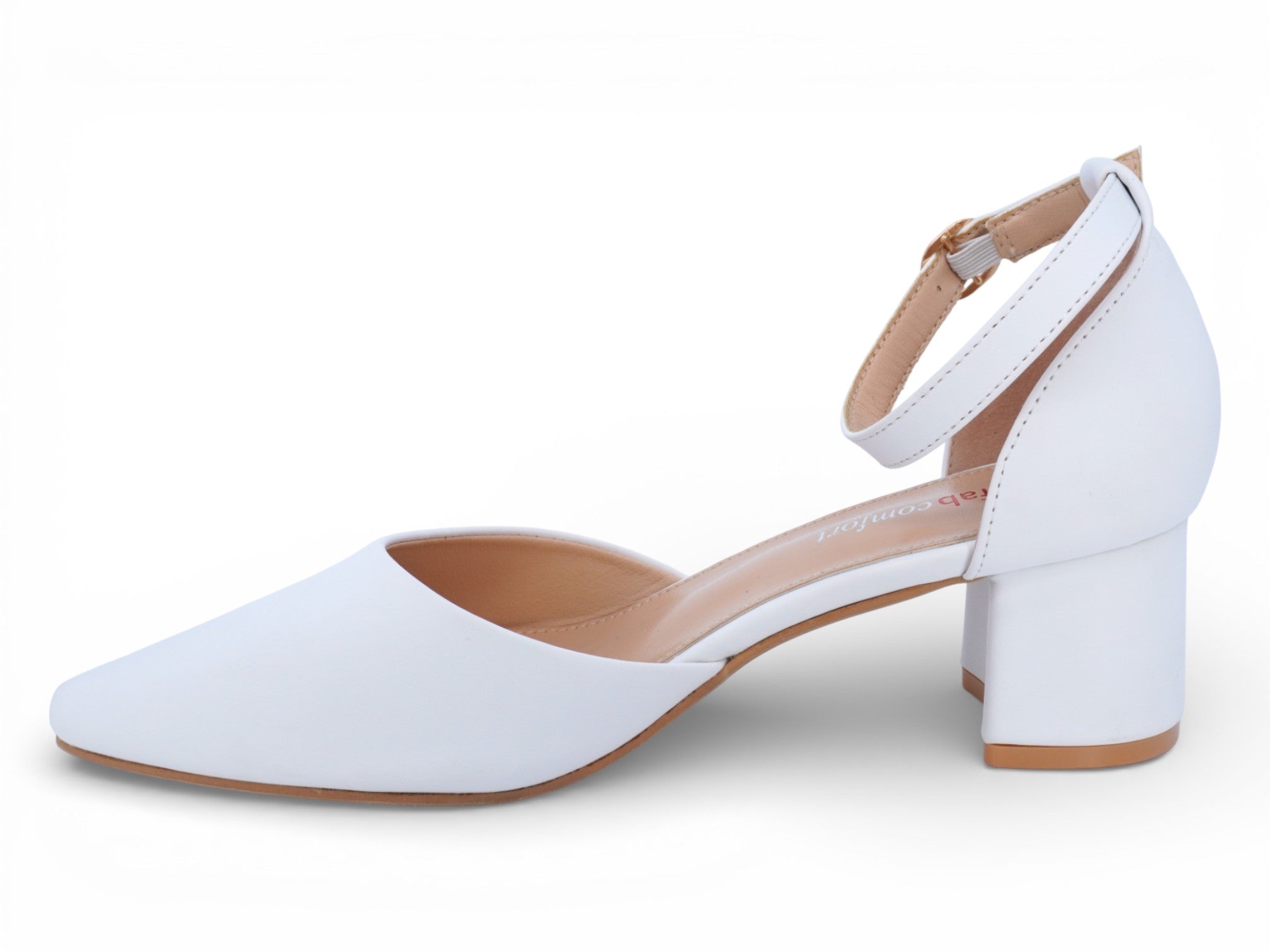 Women's White Elise Wide Width Heel
