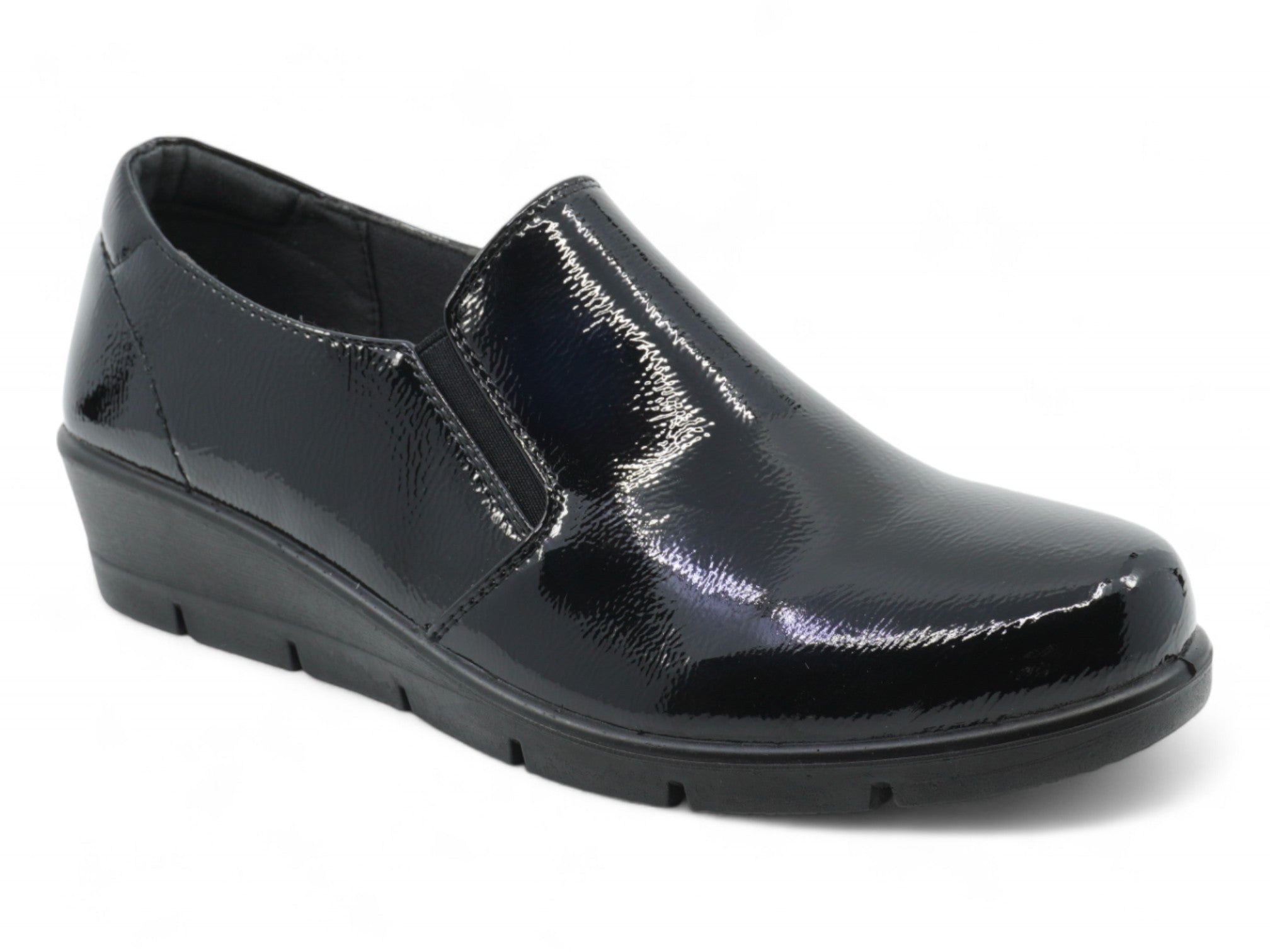 Women's Black Patent Wide Width Comfort Shoe
