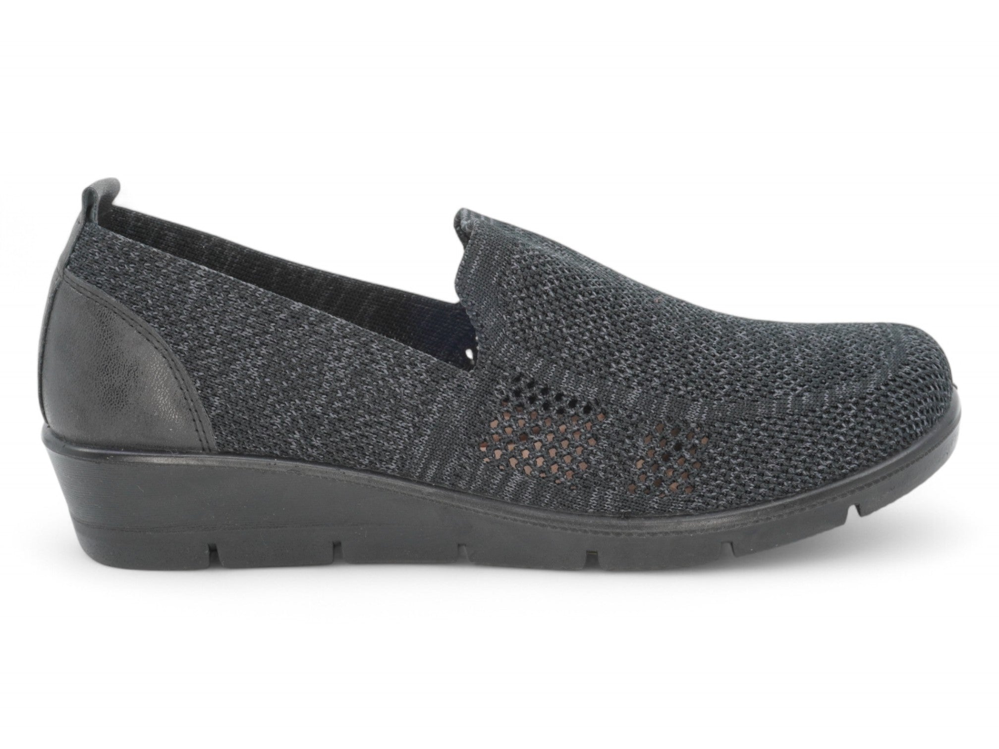 Women's Black Heathered Wide Width Wedge