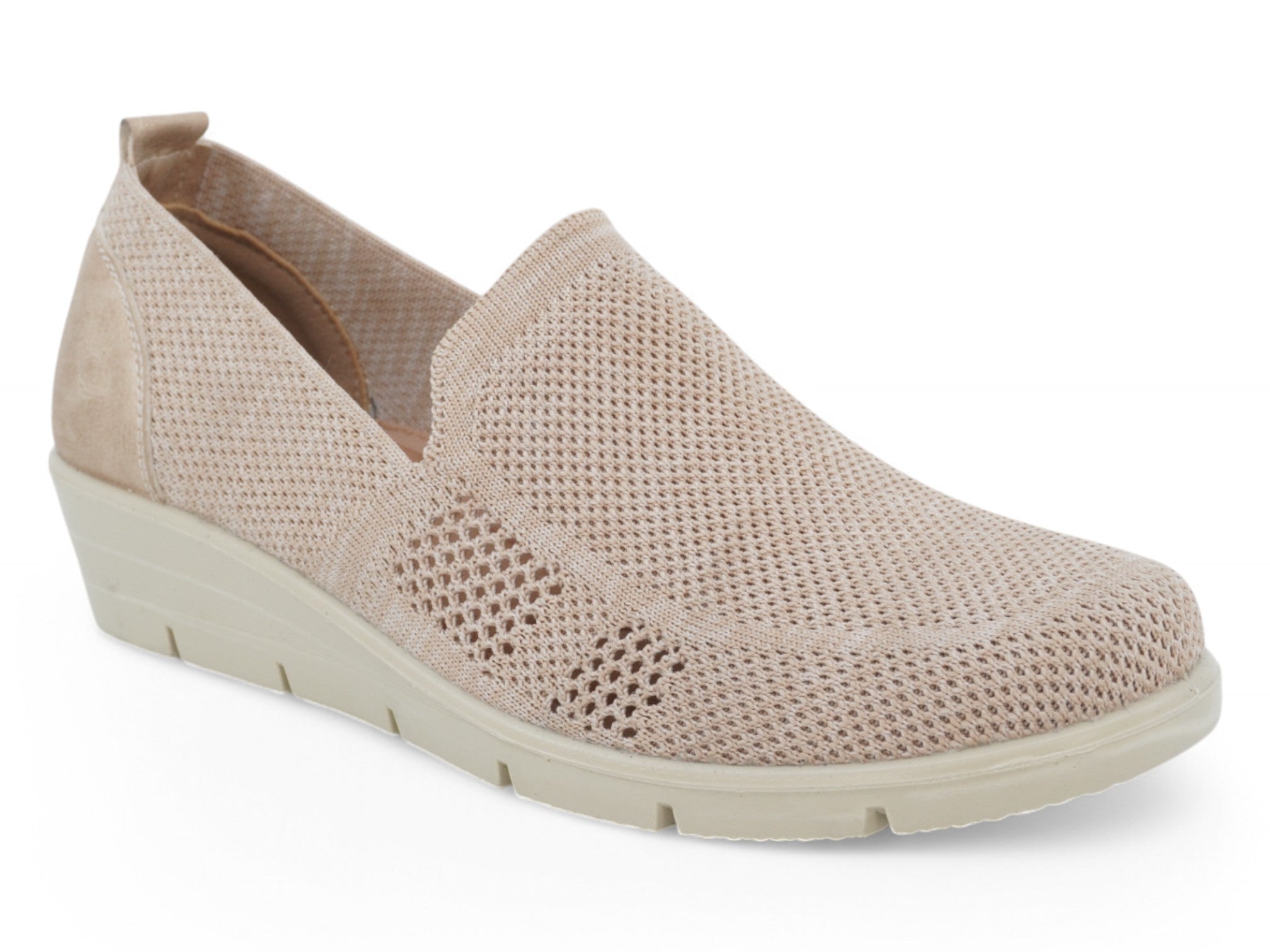 Women's Beige Heathered Wide Width Wedge