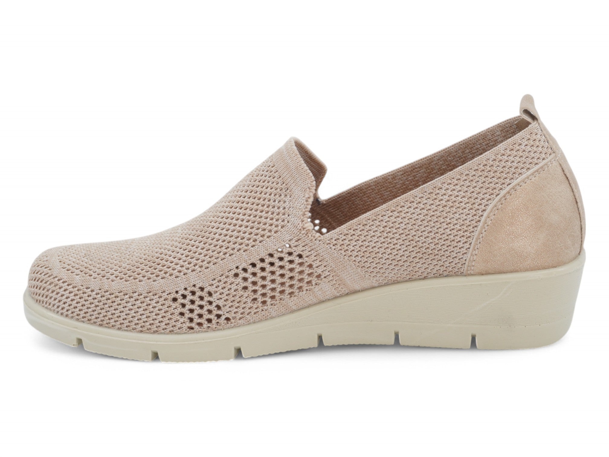 Women's Beige Heathered Wide Width Wedge