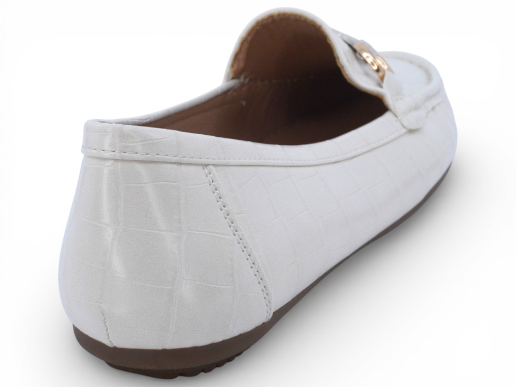 Women's Ivory Crocodile Wide Width Moccasin