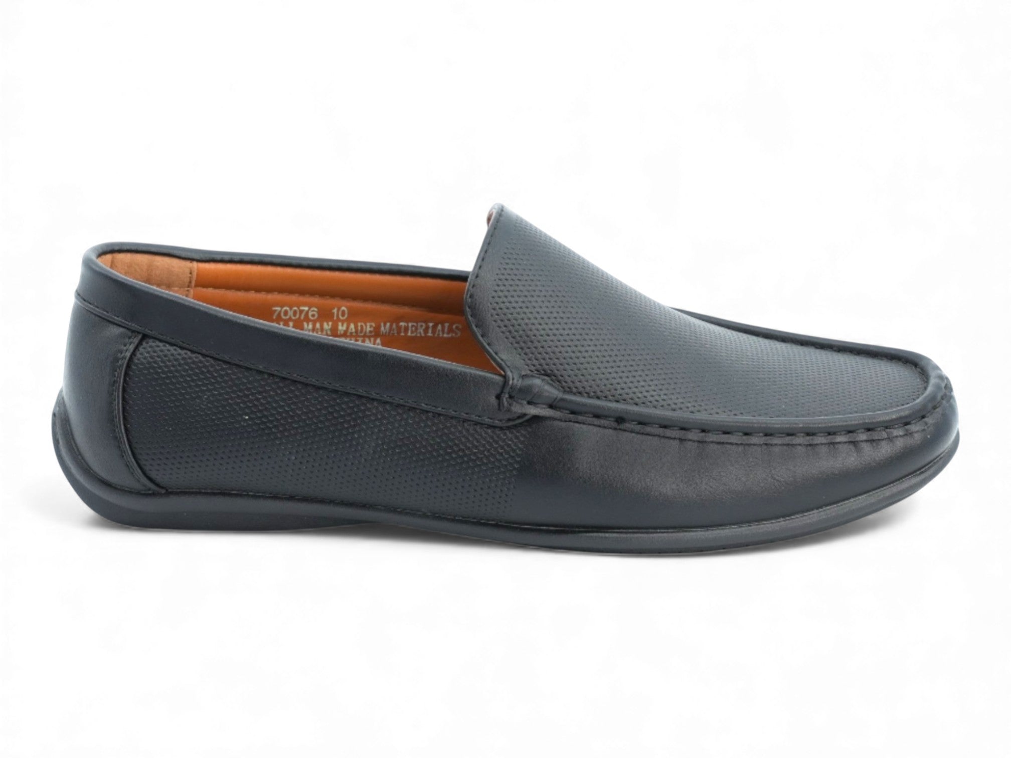 Men's Black Textured Step-In Mocassin