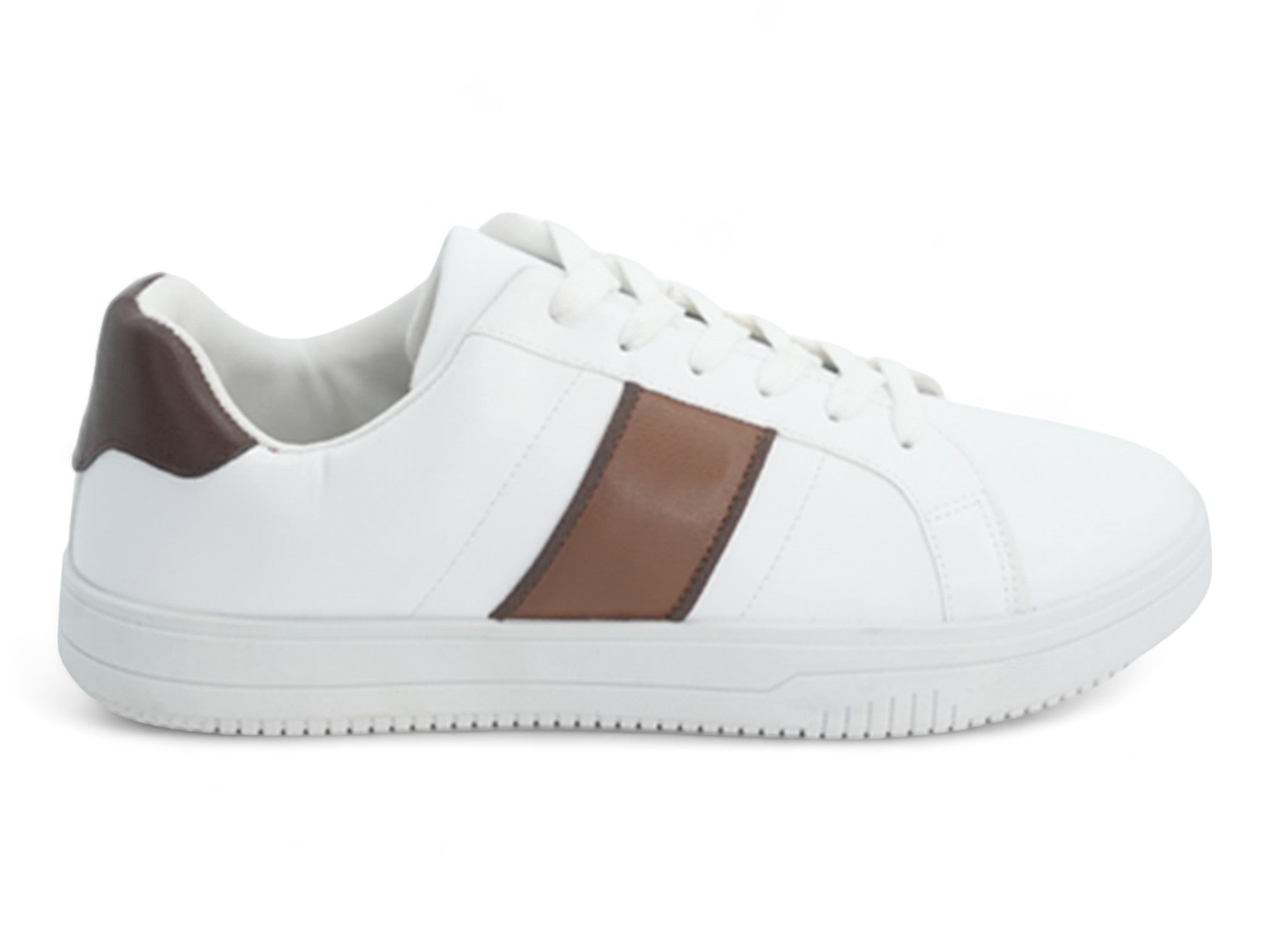 Men's White & Brown Stripe Sneaker