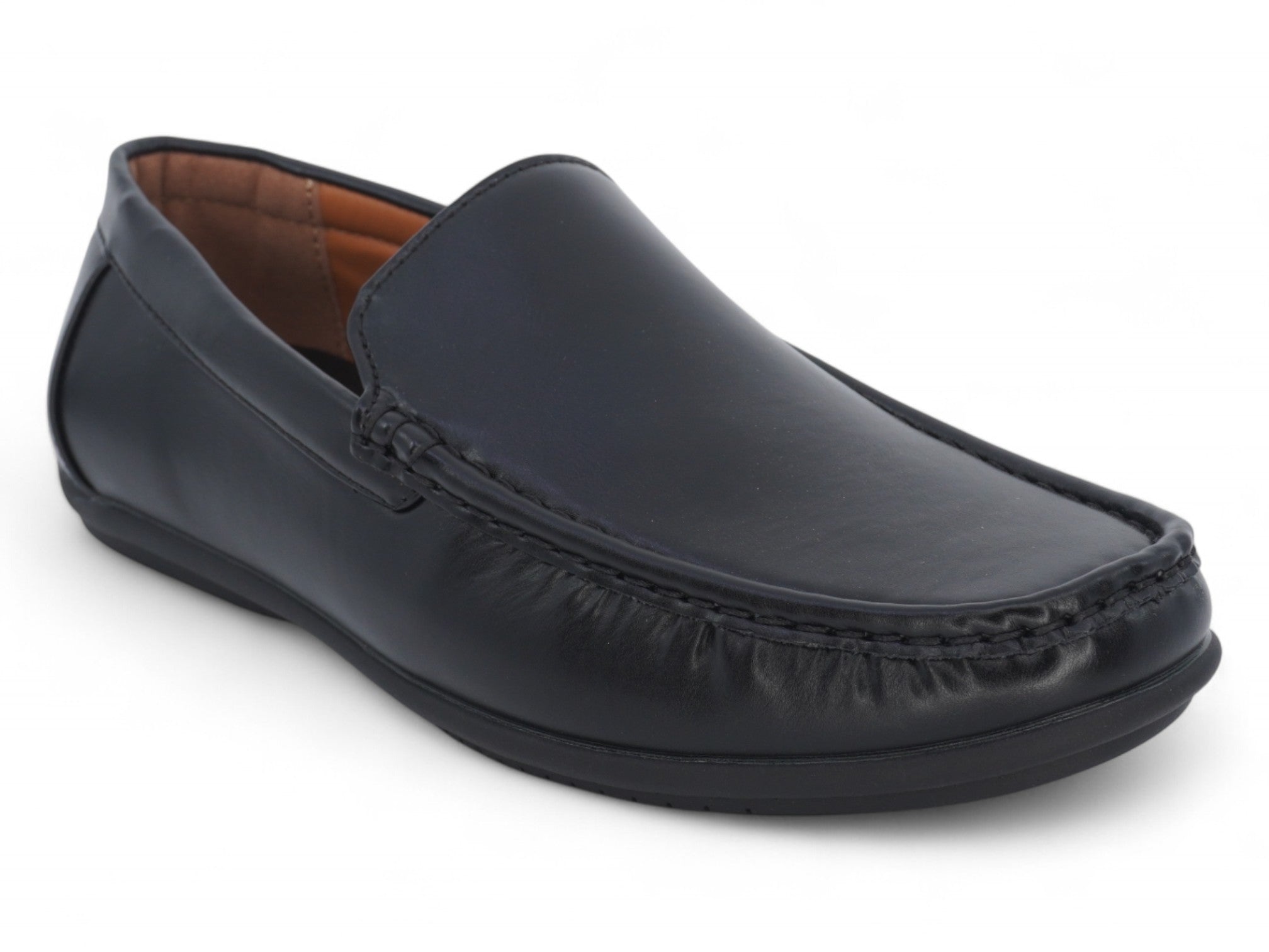 Men's Black Plain Toe Moccasin