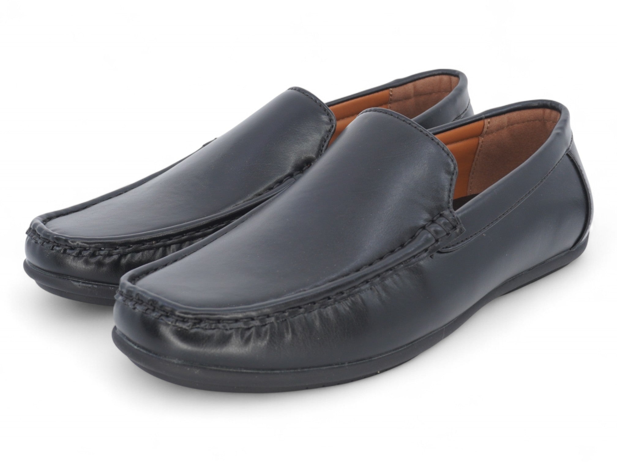 Men's Black Plain Toe Moccasin