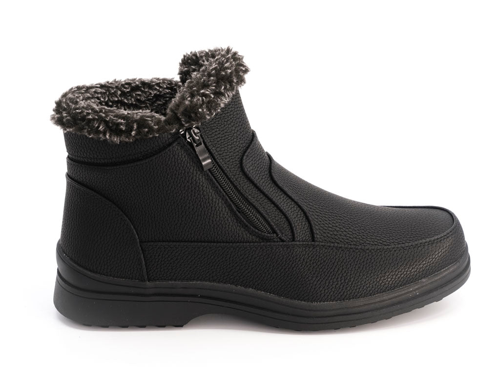 Men's Black Fur Lined Zipper Boot