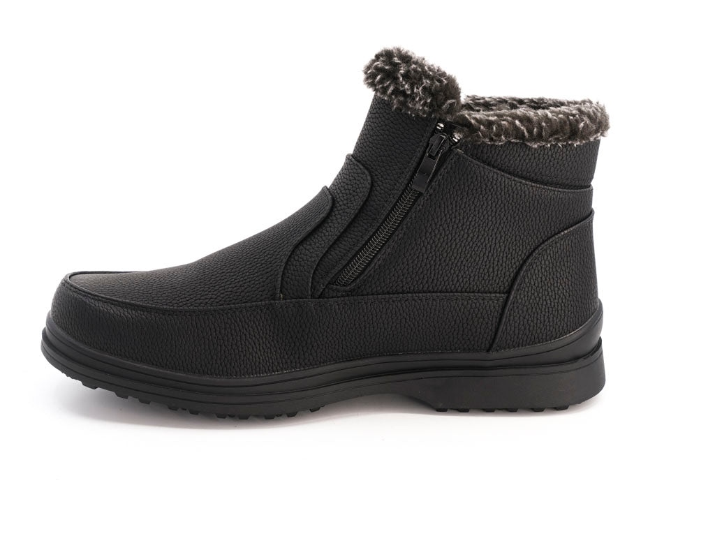Men's Black Fur Lined Zipper Boot