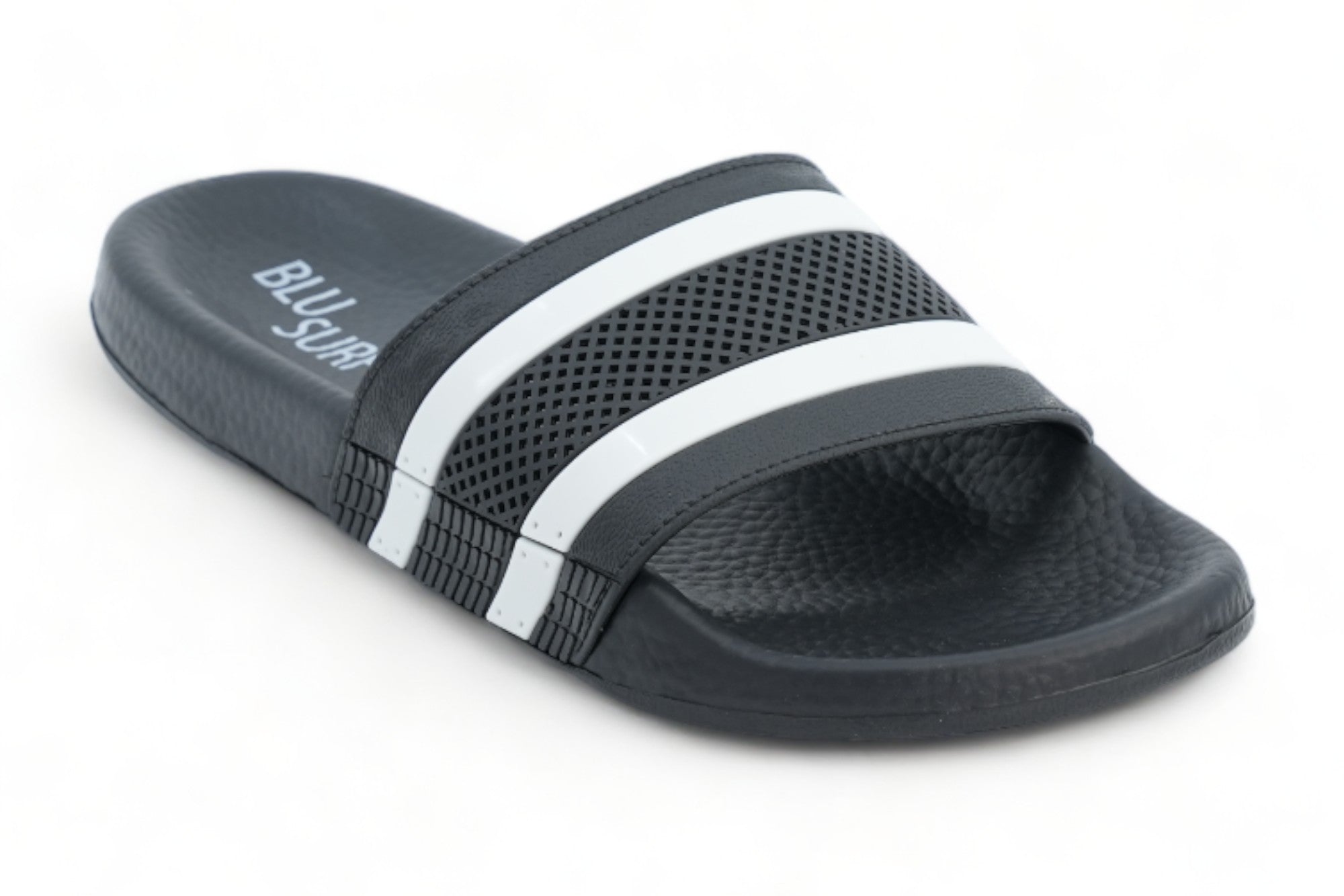 Men's Black White Stripe Slide