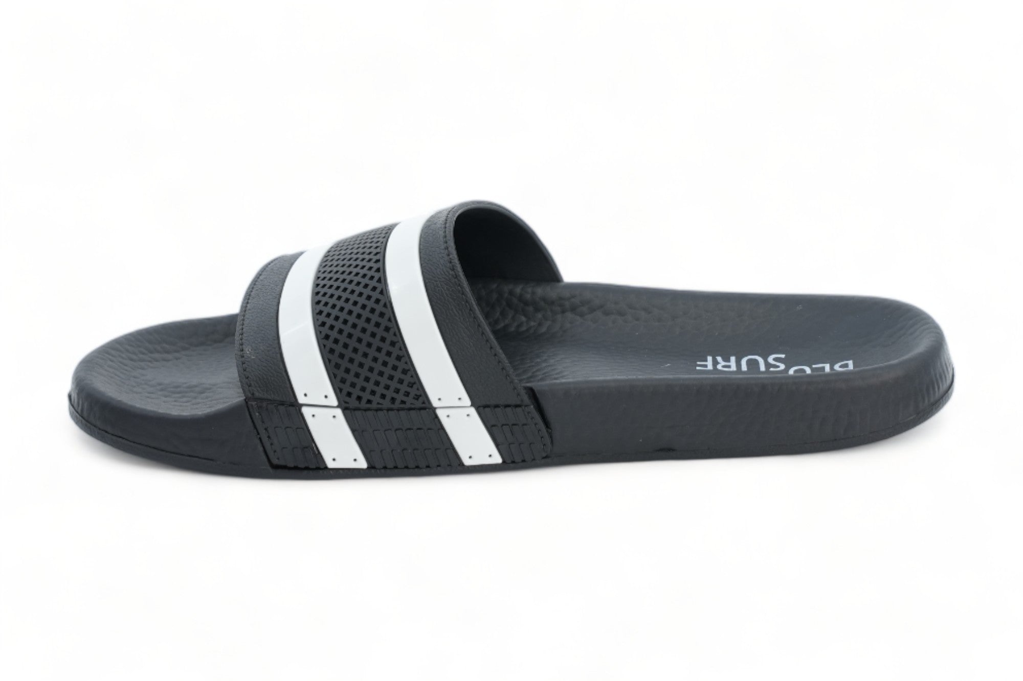 Men's Black White Stripe Slide