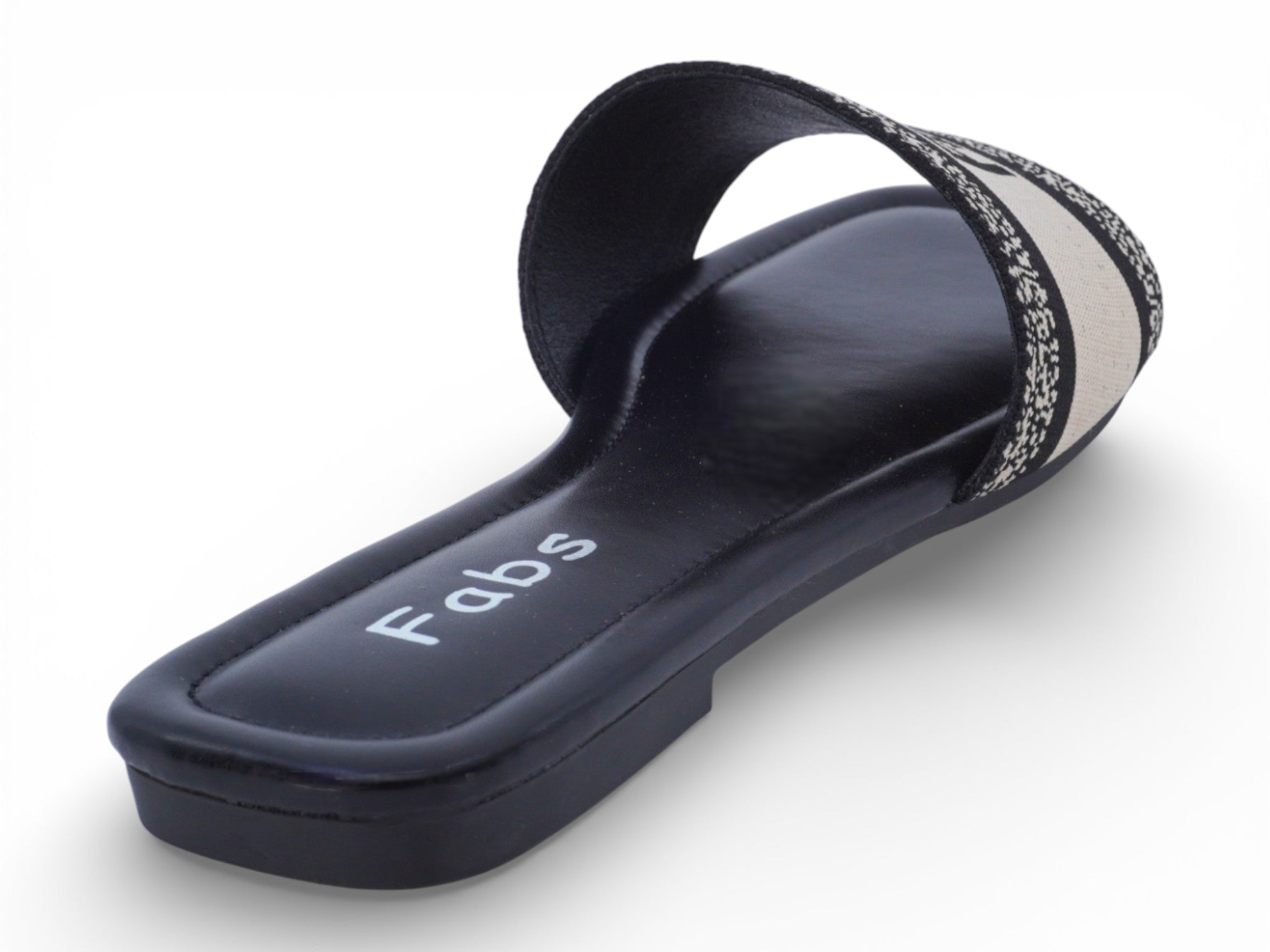 Women's Black & Beige Elastic Paris Flat Sandal