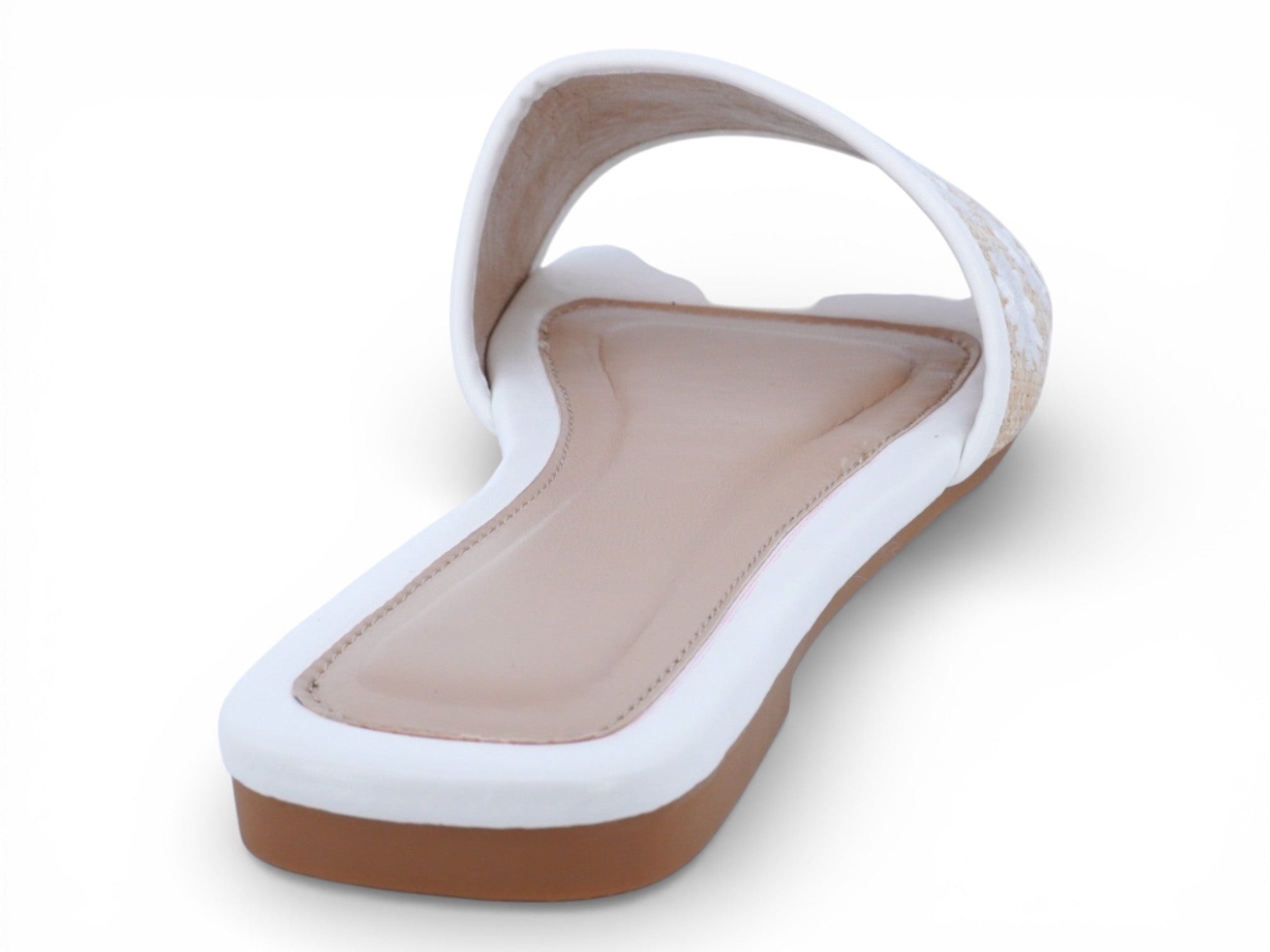 Women's White Floral Raffia Sandal