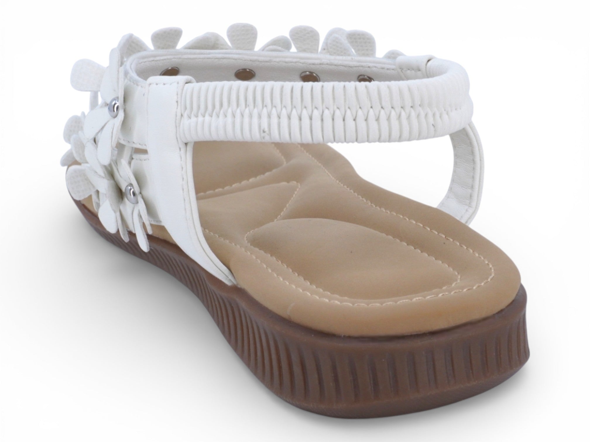 Women's White Floral Padded Sandal