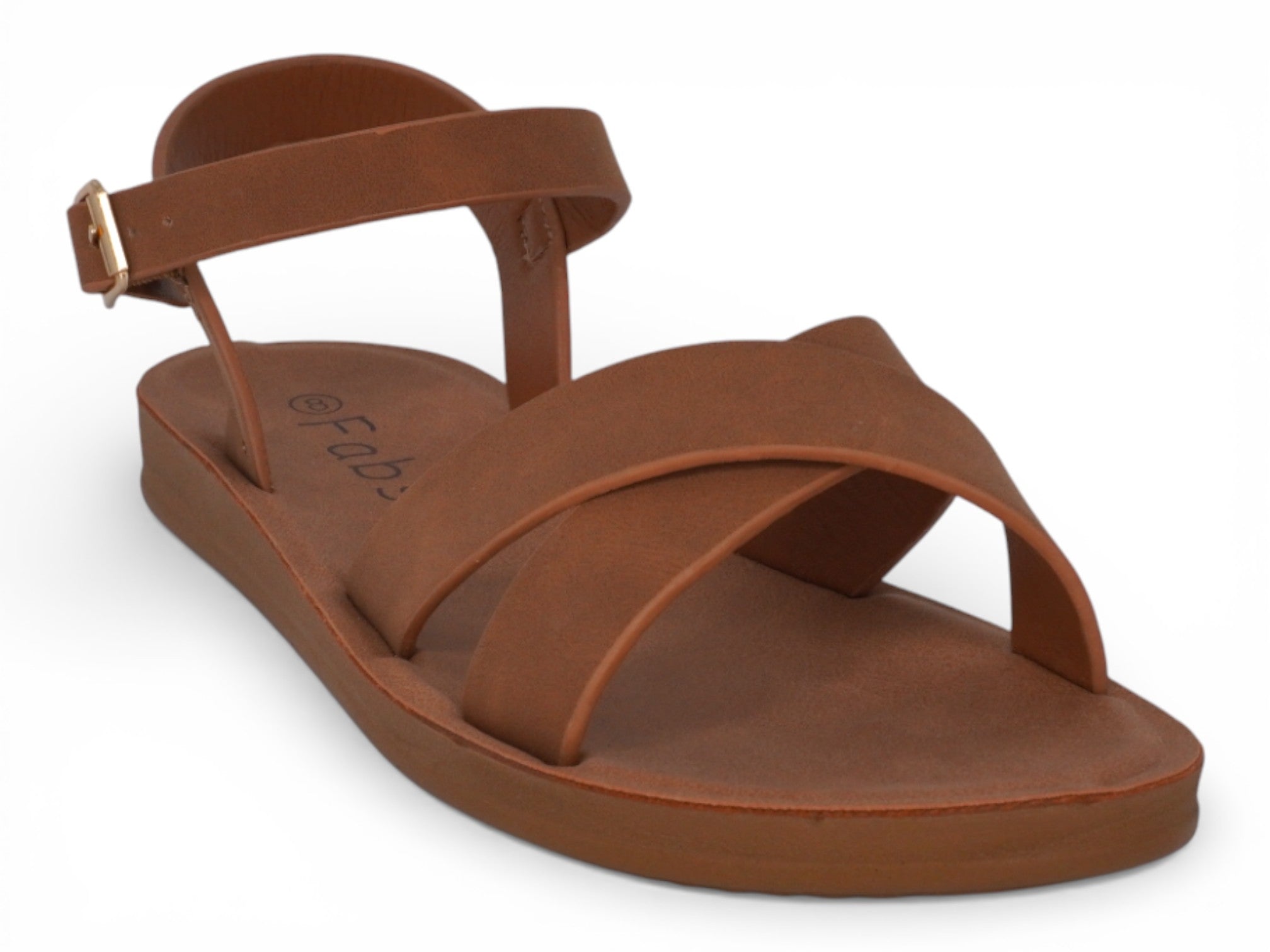 Women's Tan Cross Strap Mazie Sandal