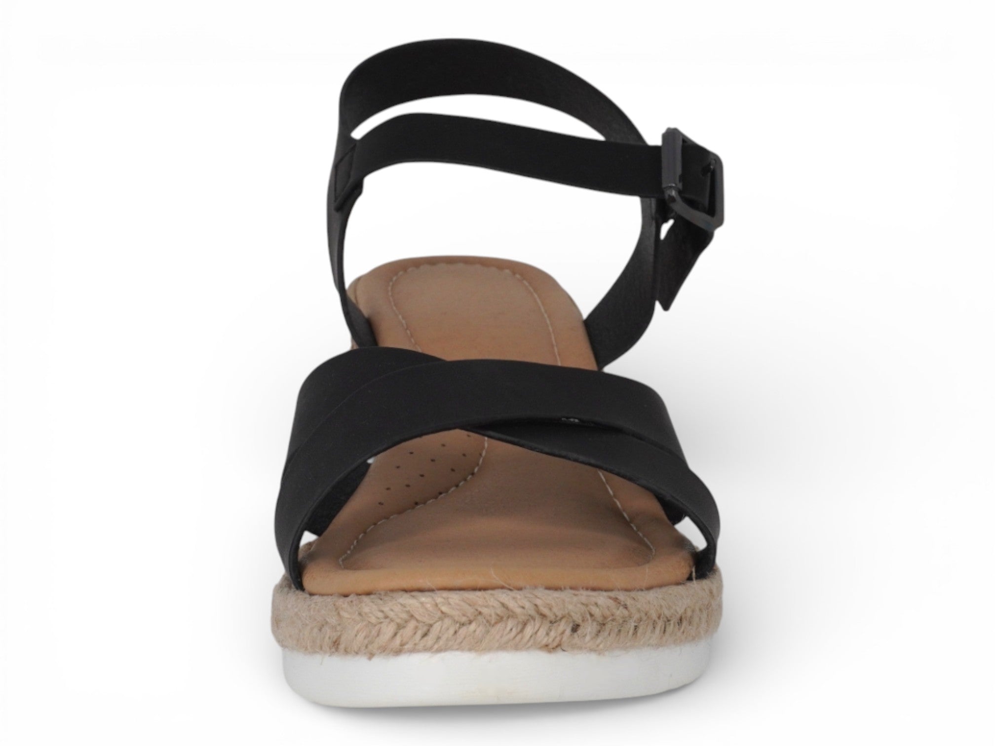Women's Black Cross Strap Leighton Wedge