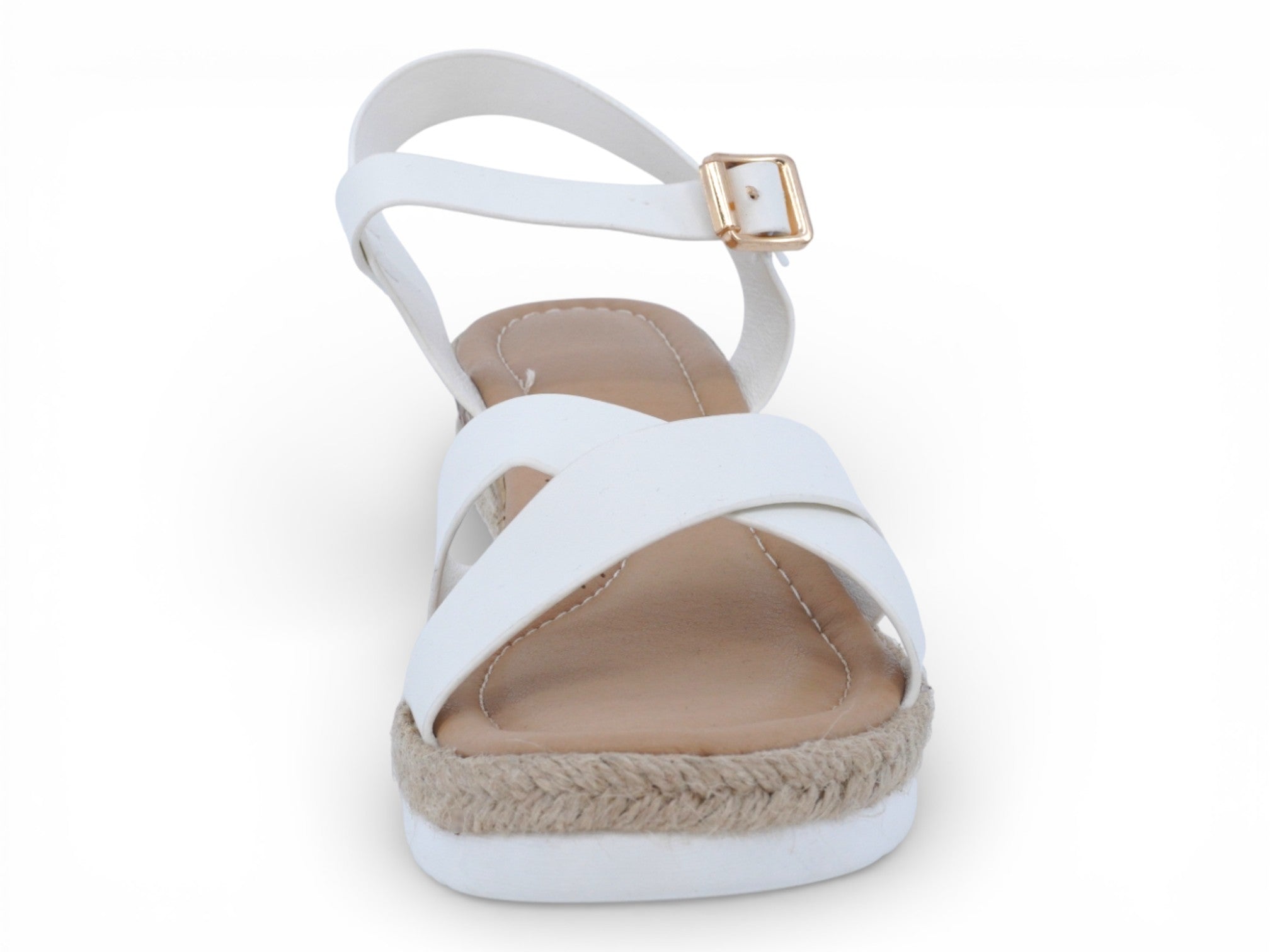 Women's White Cross Strap Leighton Wedge