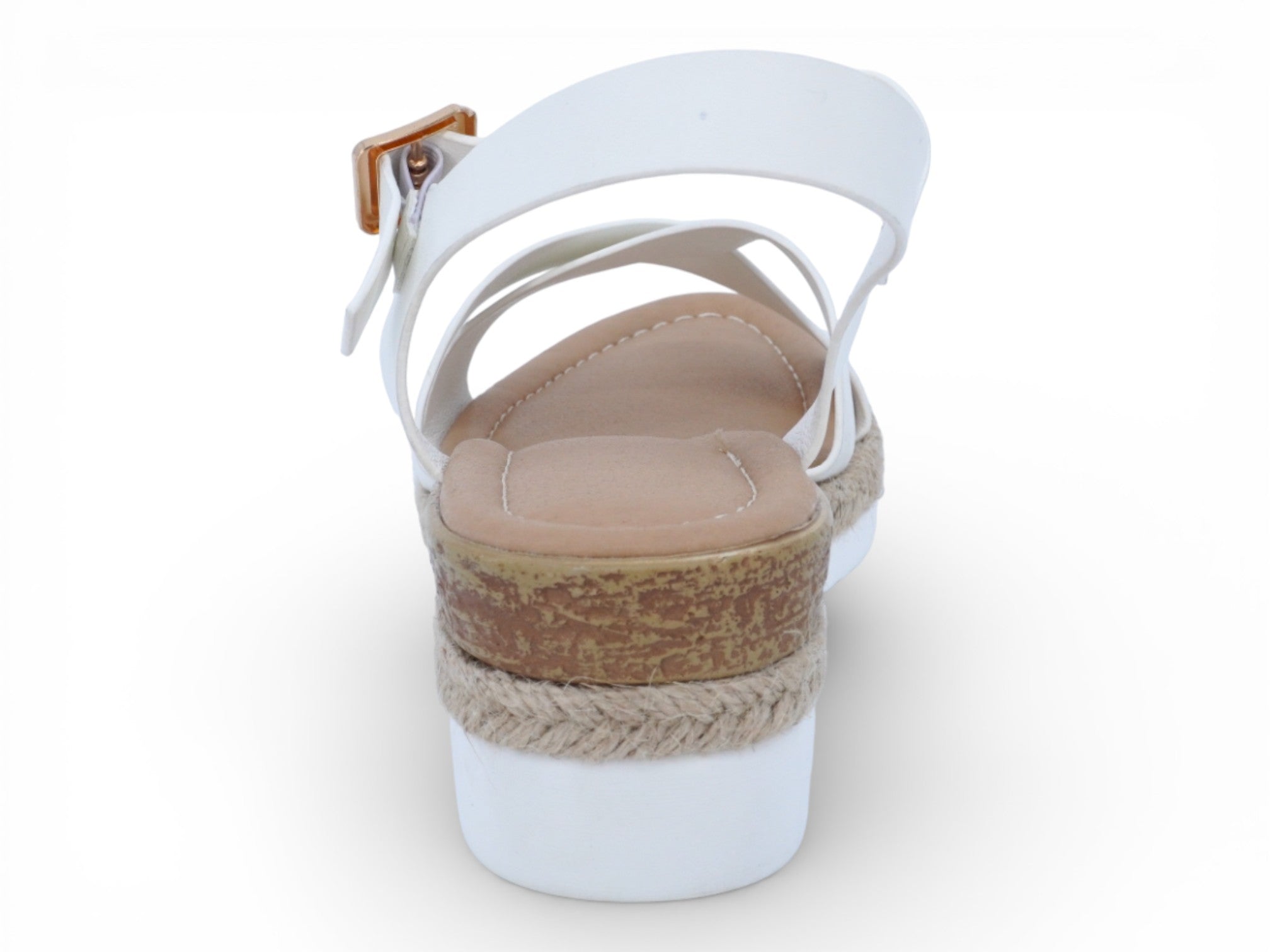 Women's White Cross Strap Leighton Wedge