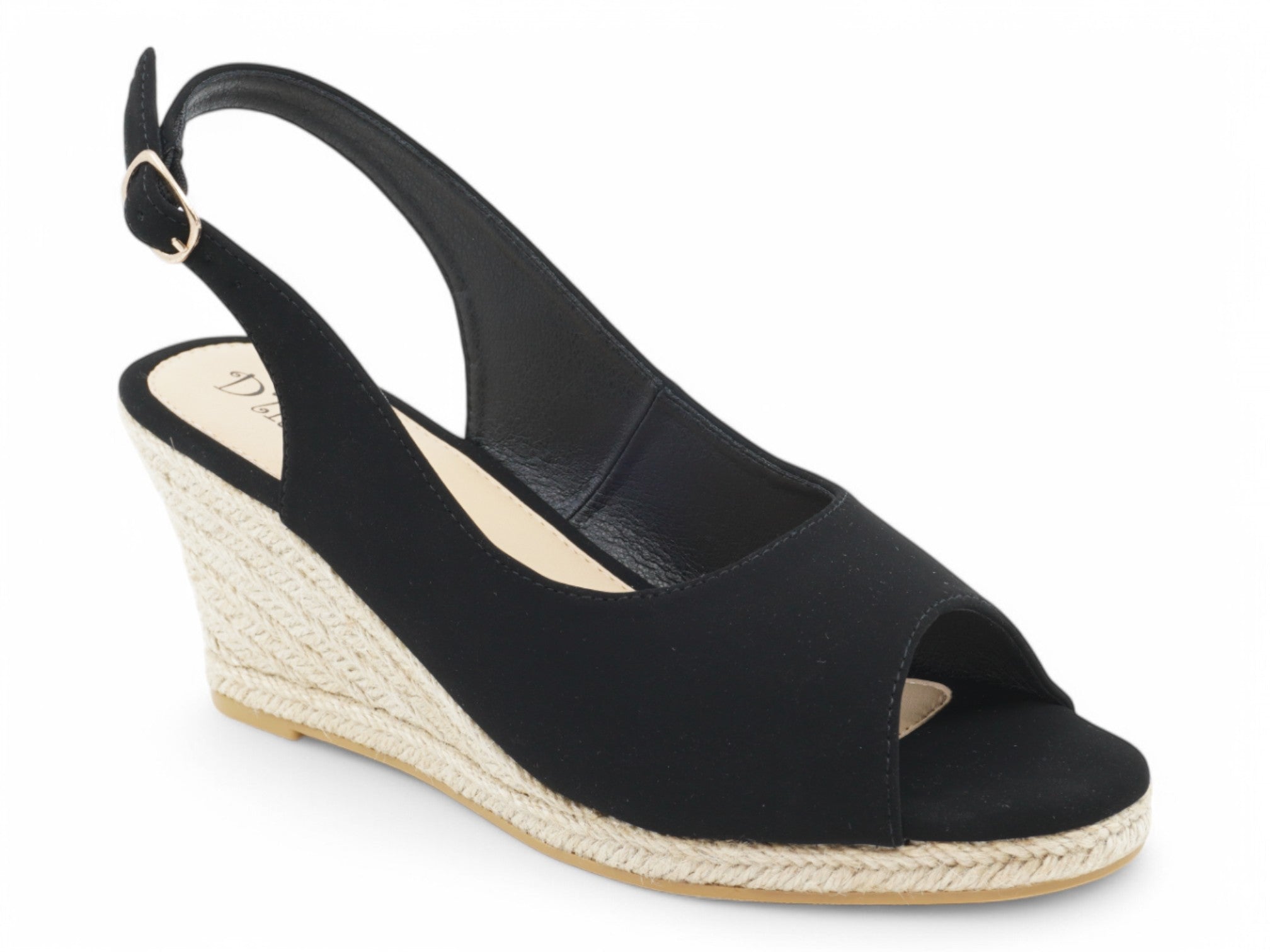Women's Black Sling Back Espadrille Wedge