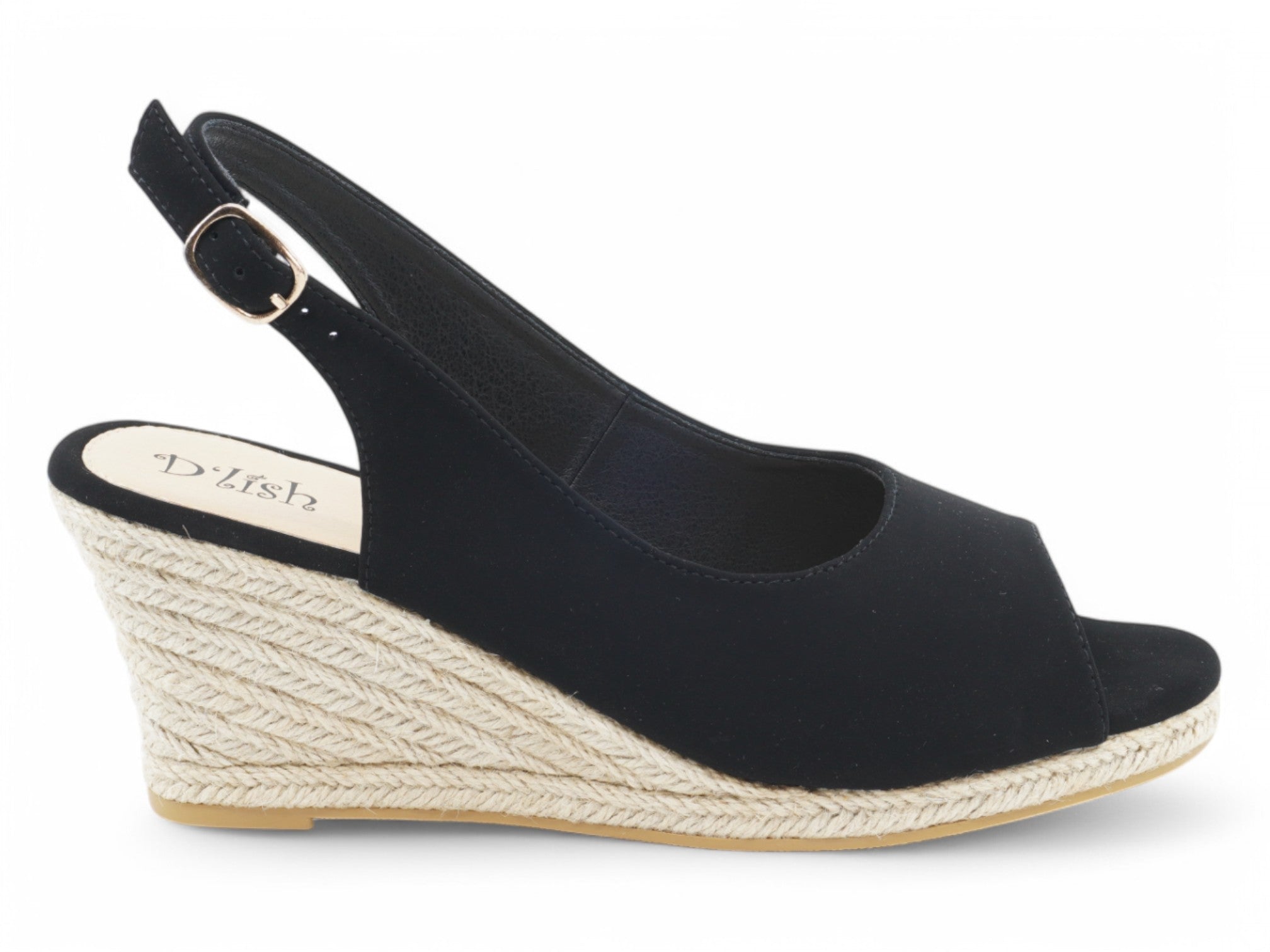 Women's Black Sling Back Espadrille Wedge