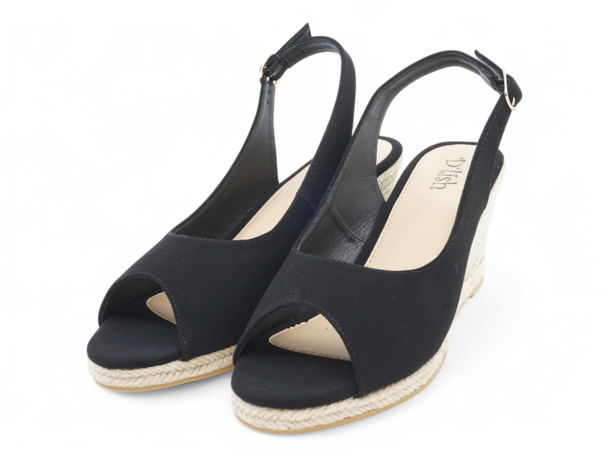 Women's Black Sling Back Espadrille Wedge