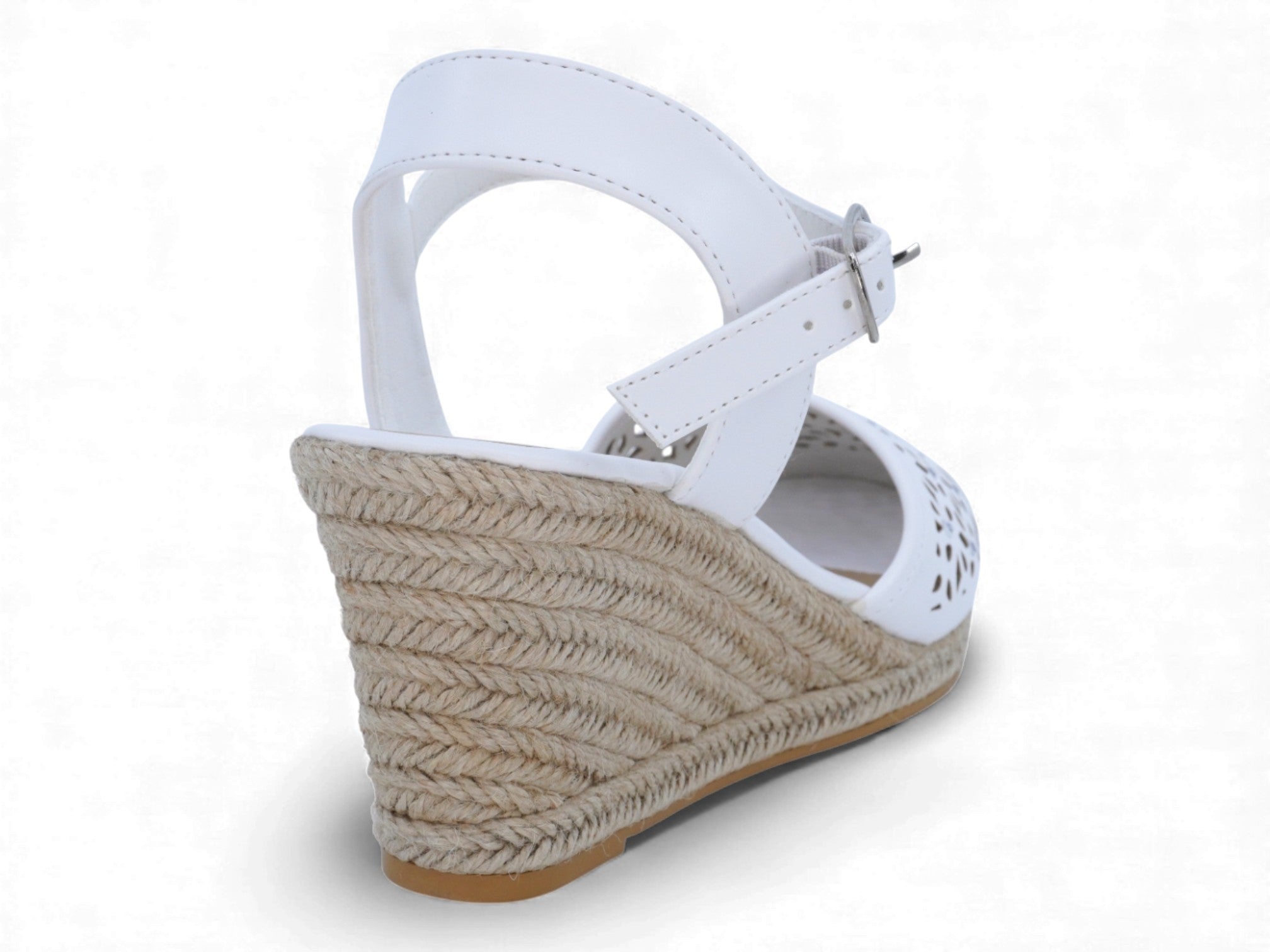 Women's White Flower Espadrille Wedge
