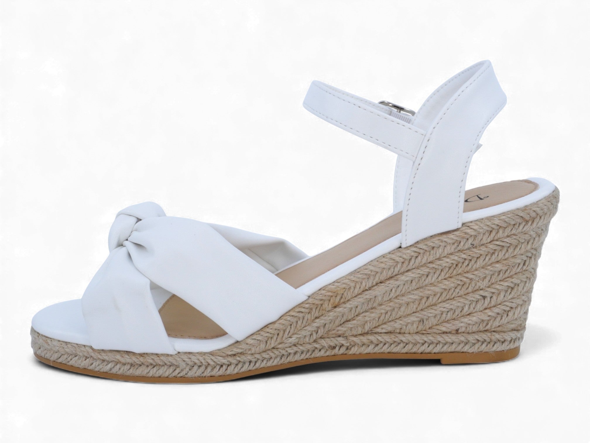 Women's White Knotted Espadrille Wedge