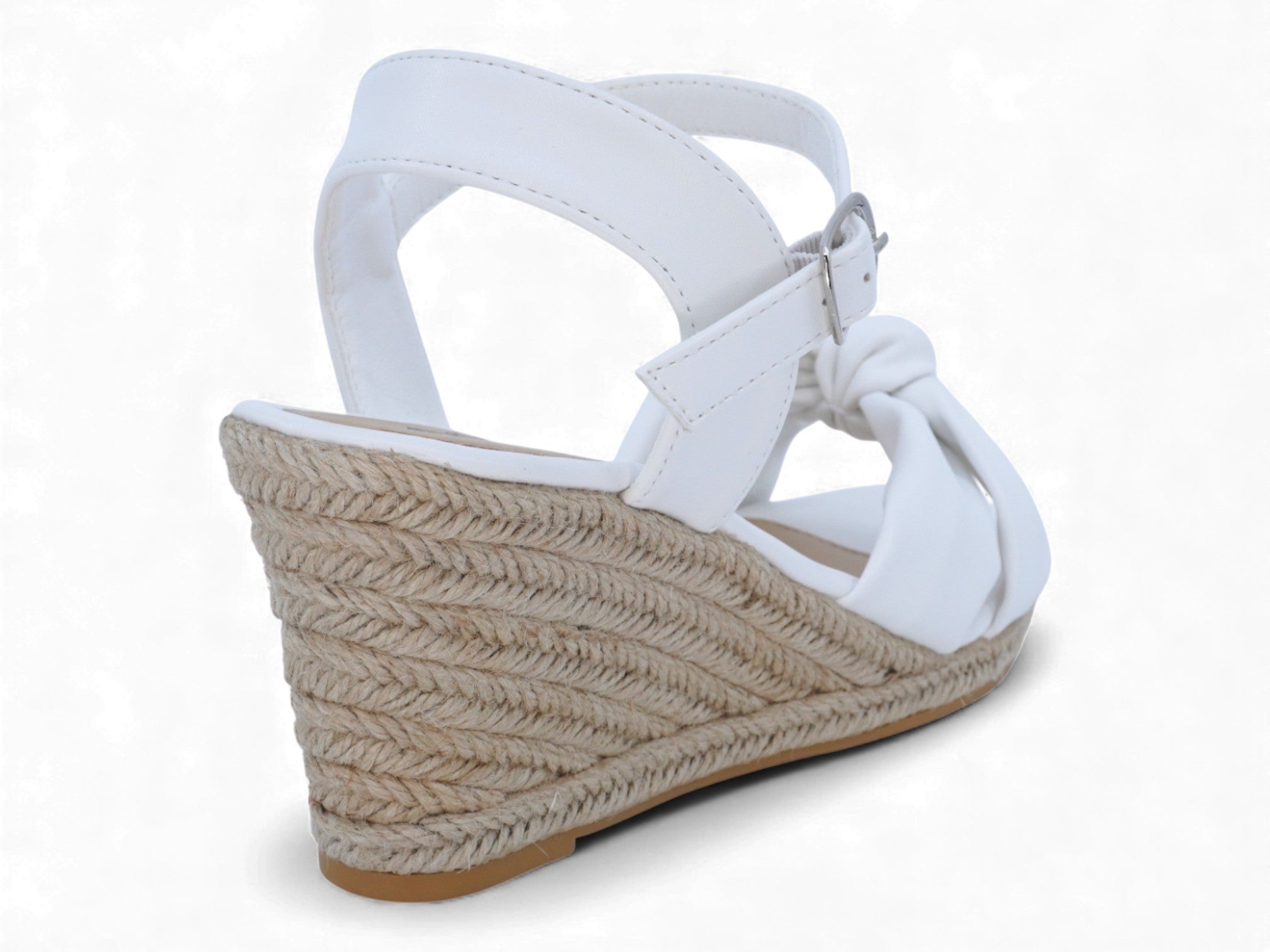 Women's White Knotted Espadrille Wedge