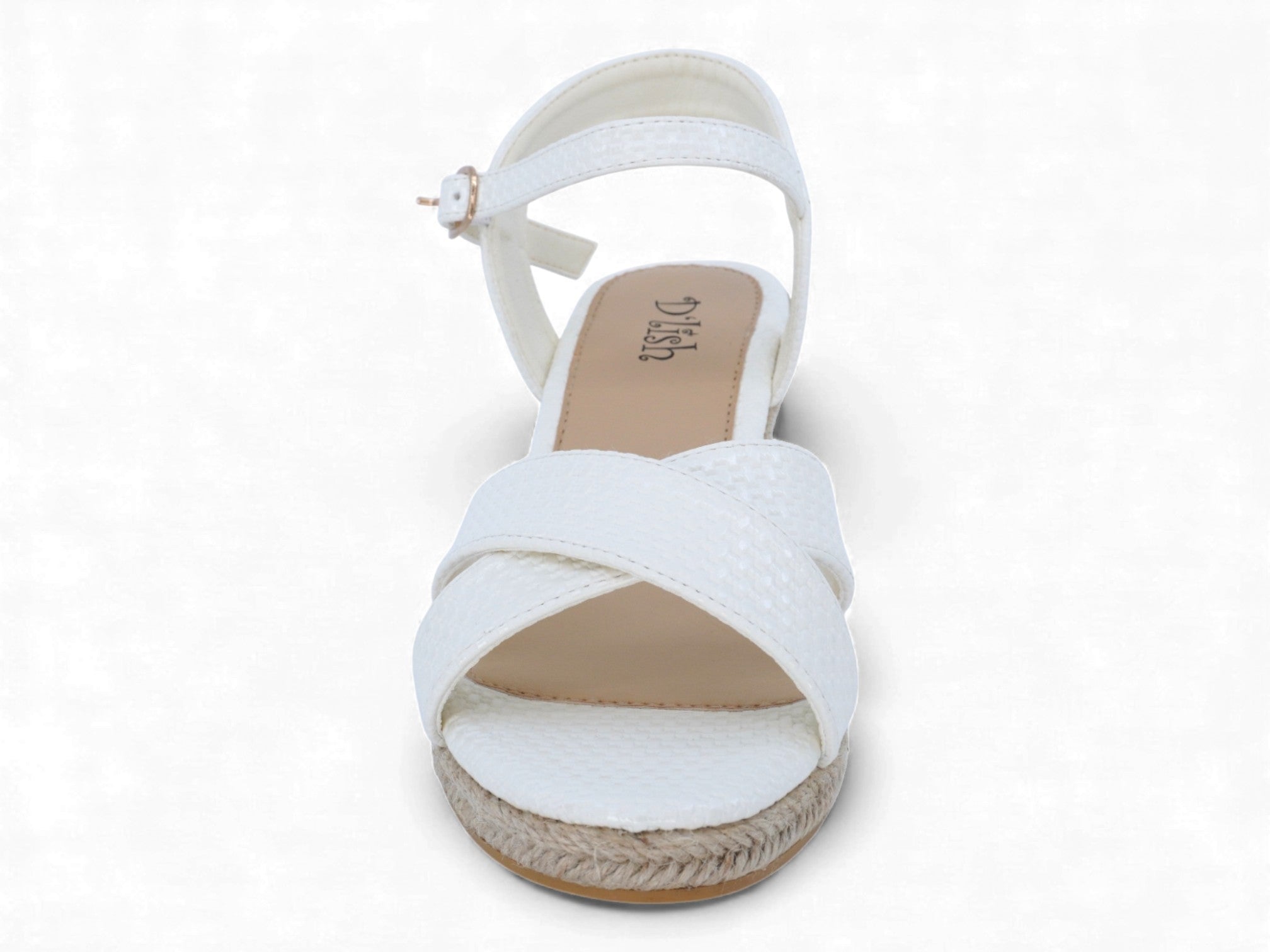 Women's White Faux Raffia Espadrille Wedge