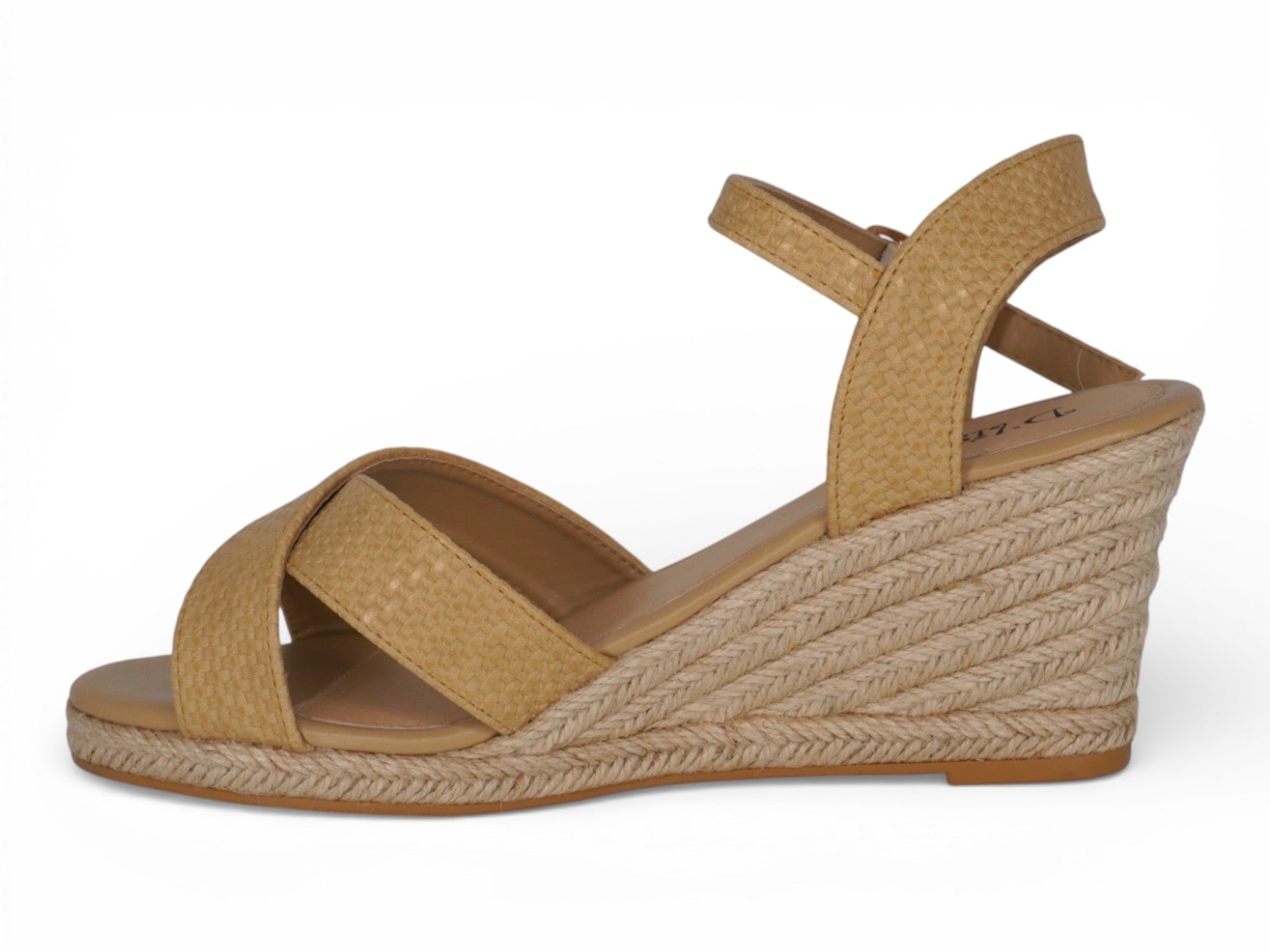 Women's Tan Faux Raffia Espadrille Wedge