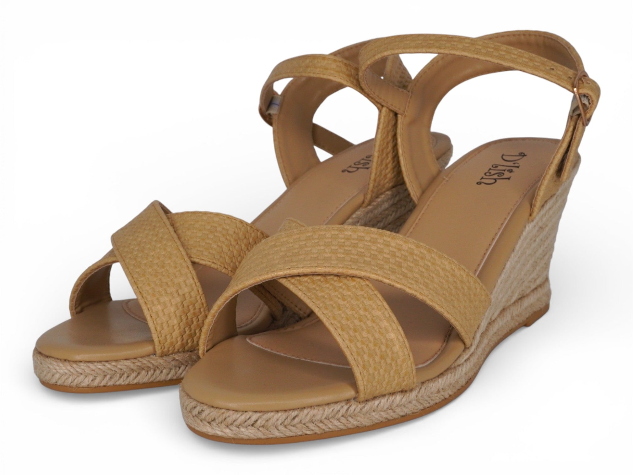 Women's Tan Faux Raffia Espadrille Wedge