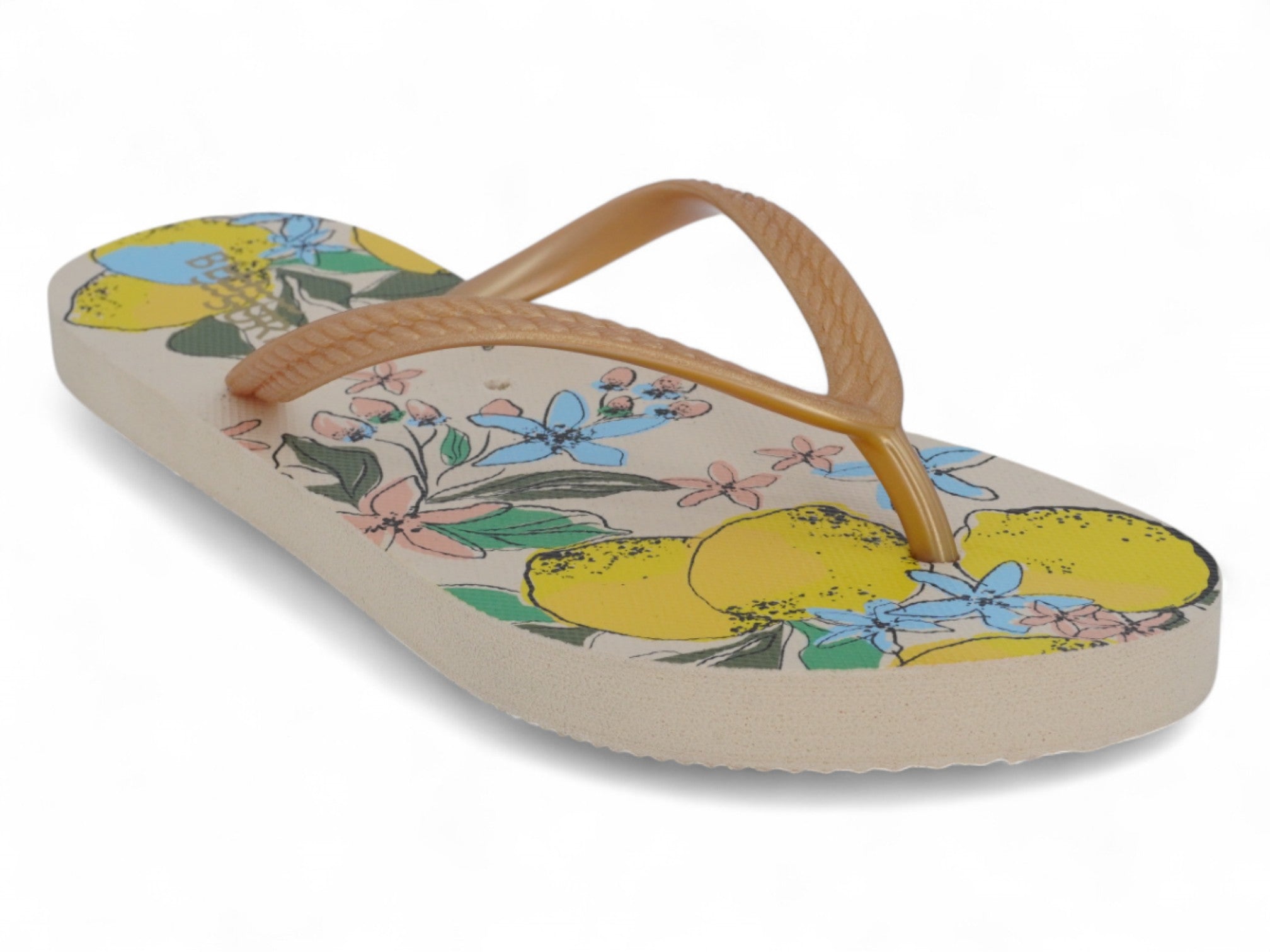 Women's Lemon Print Flip Flops