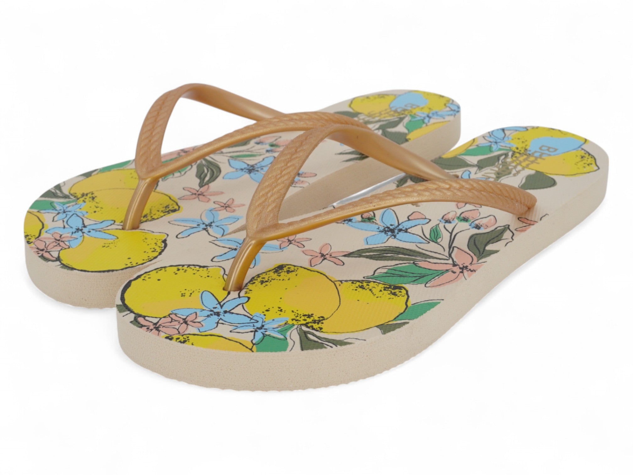 Women's Lemon Print Flip Flops