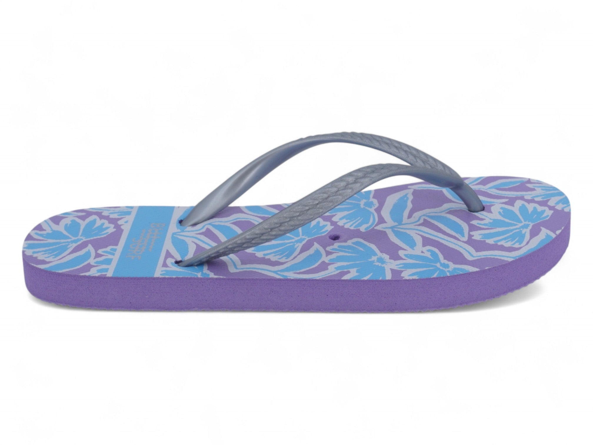 Women's Blue Leaf Print Flip Flops