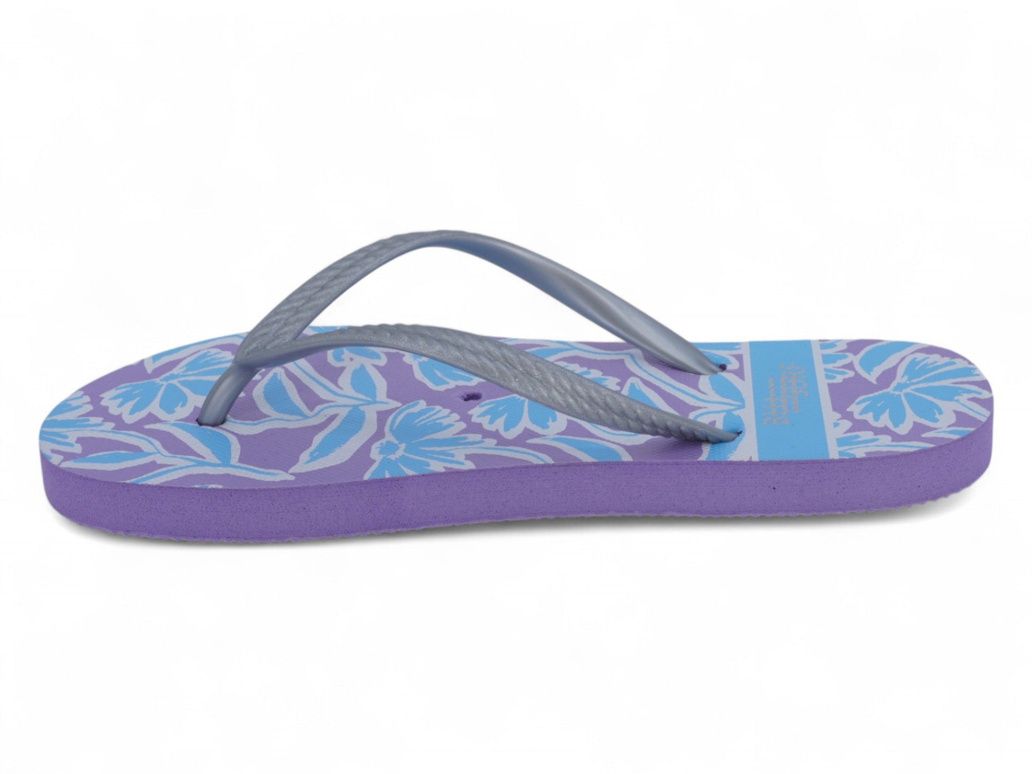 Women's Blue Leaf Print Flip Flops