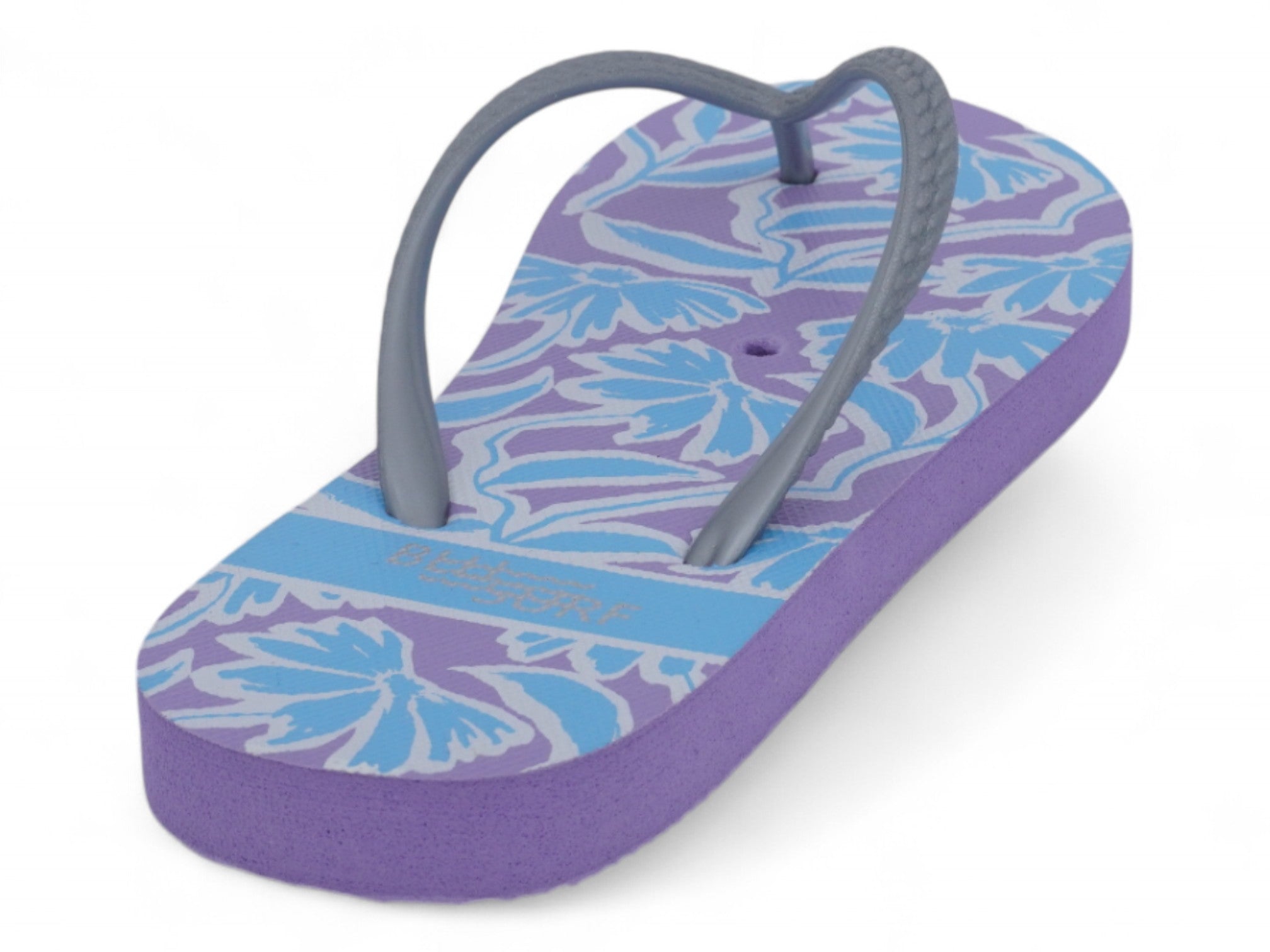Women's Blue Leaf Print Flip Flops