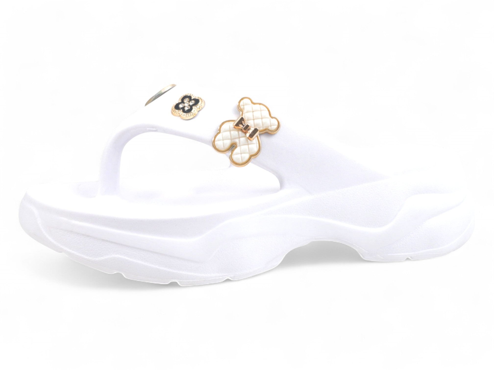Women's White EVA Charm Platform Thong Sandal