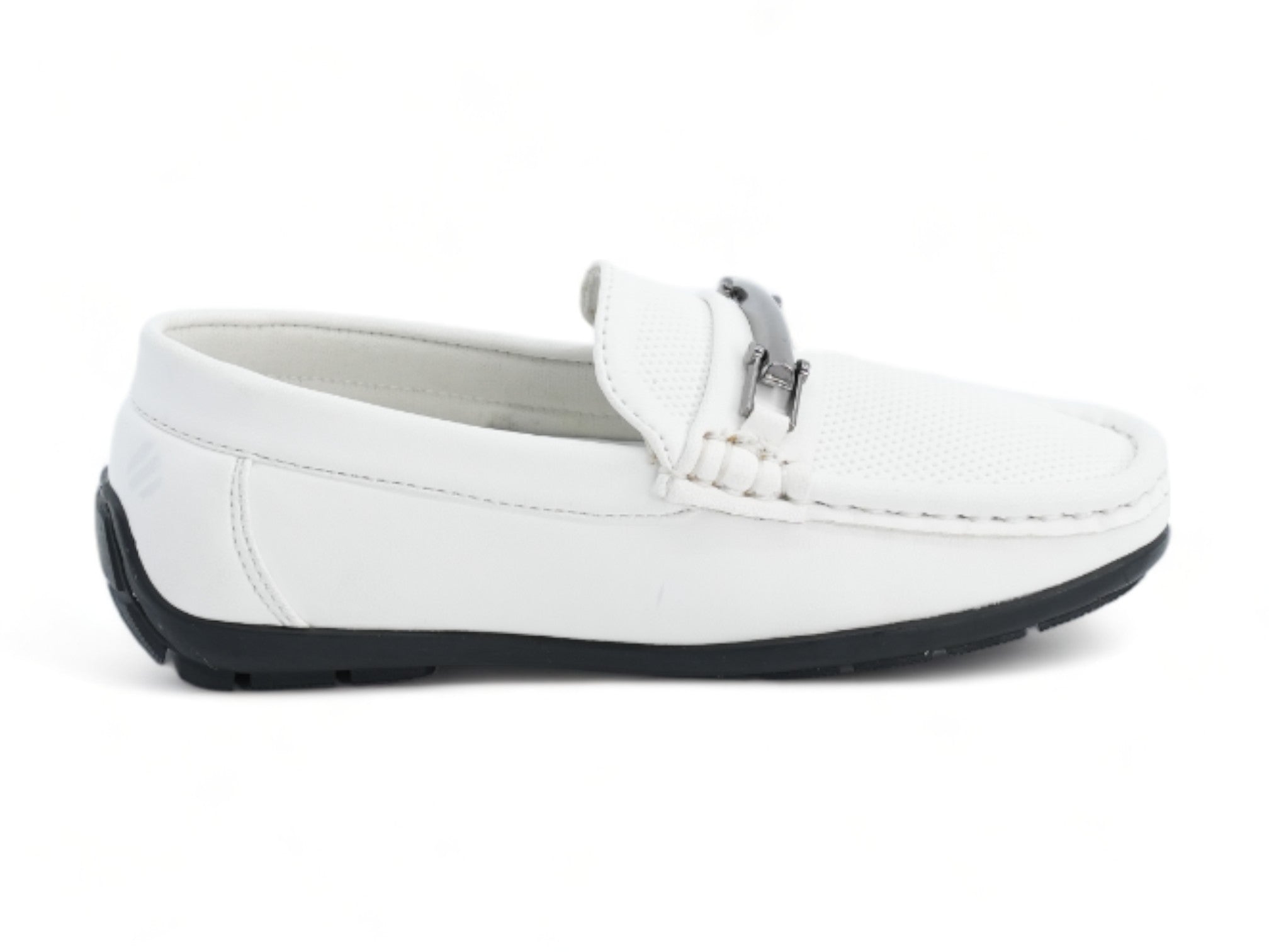 Boys' White Moccasin Slip On