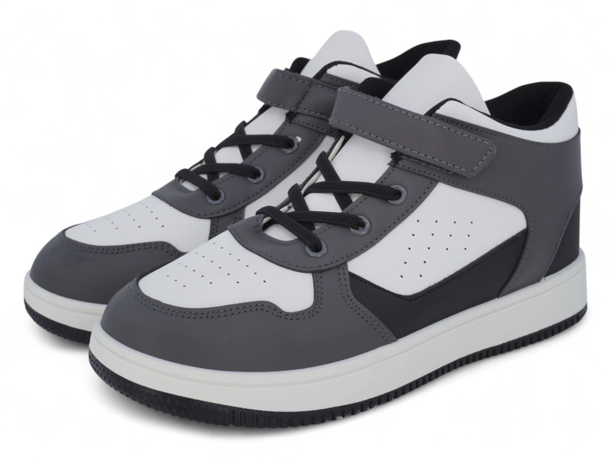 Toddler Black & Gray Mid Top Sneaker