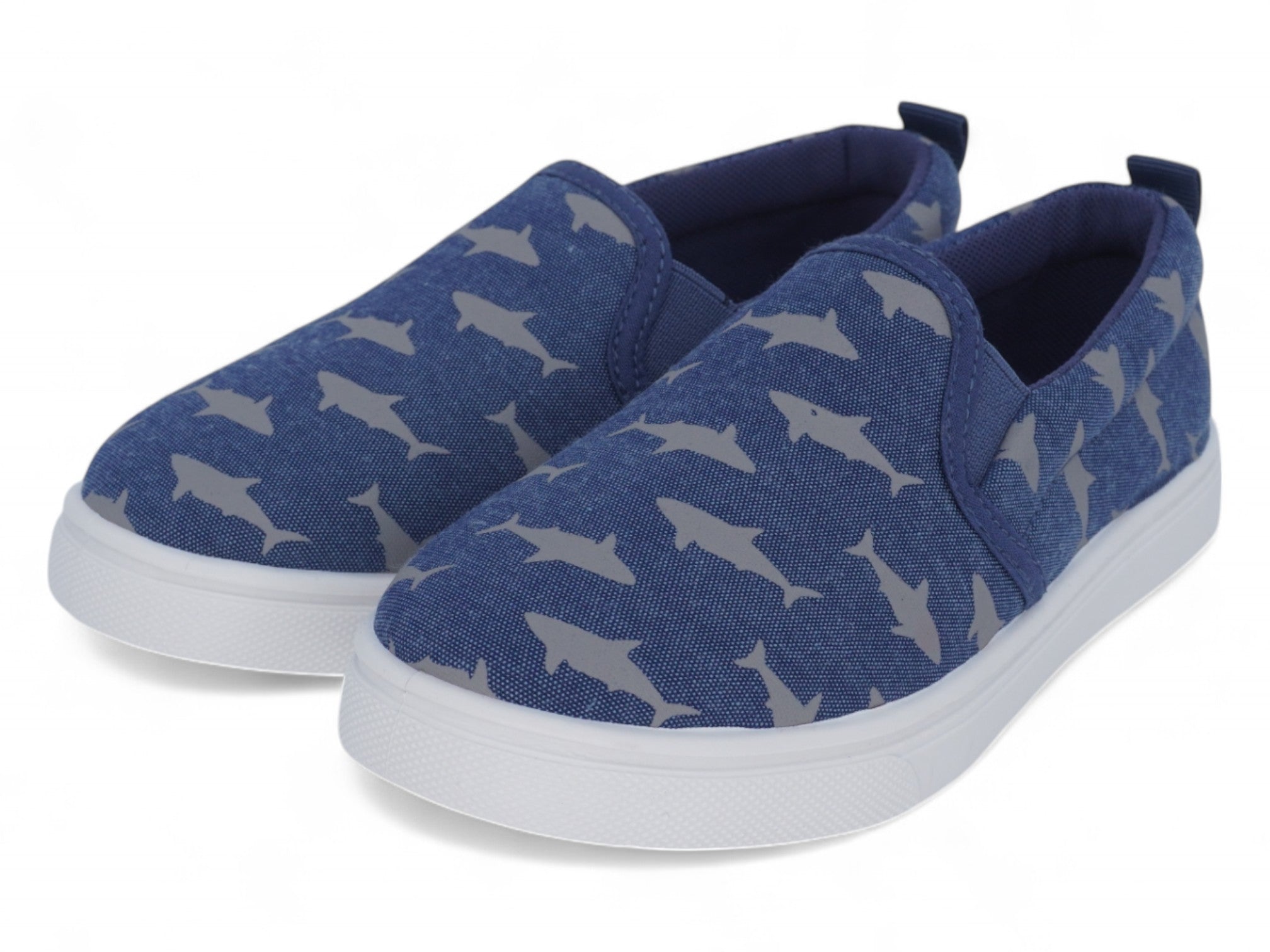 Toddler Blue Shark Canvas Slip On
