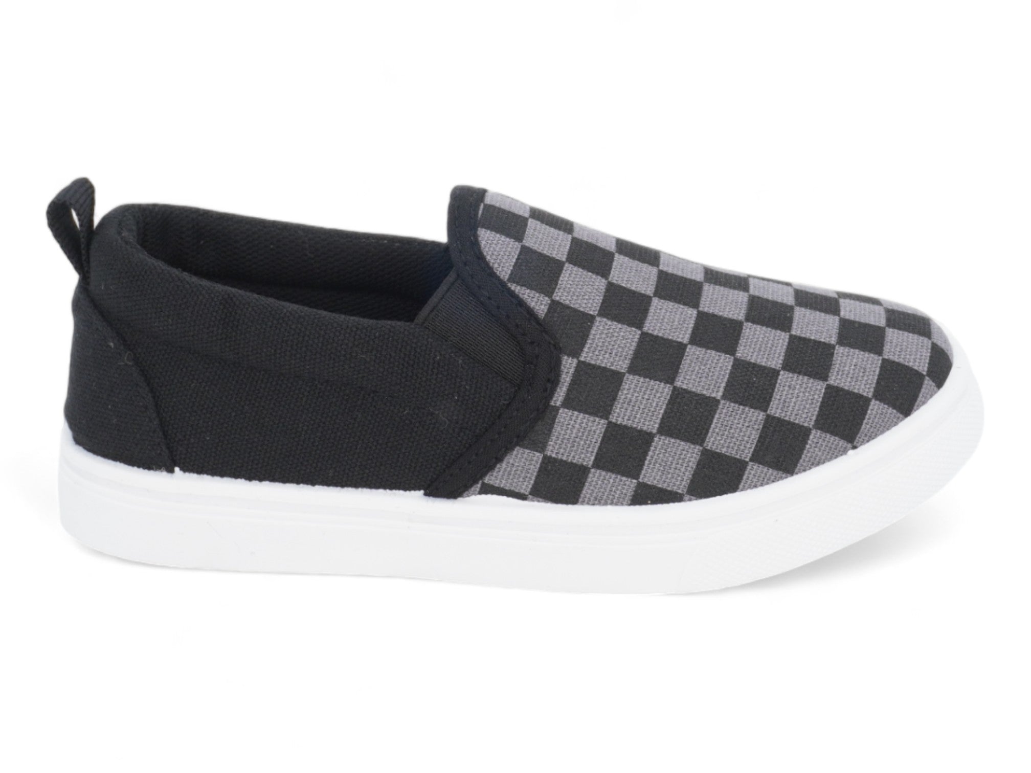 Boys' Black & Gray Checkered Slip On