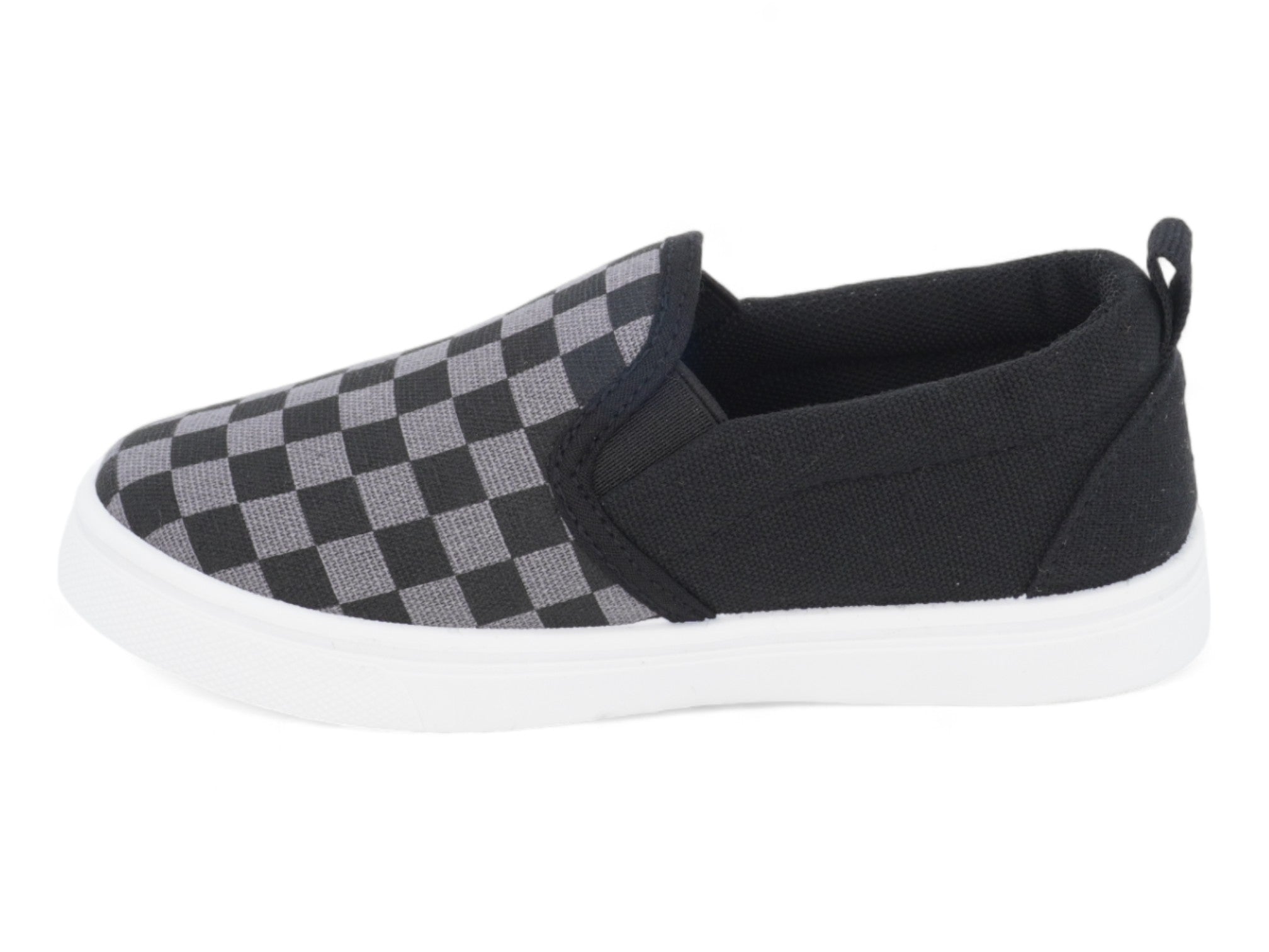 Boys' Black & Gray Checkered Slip On