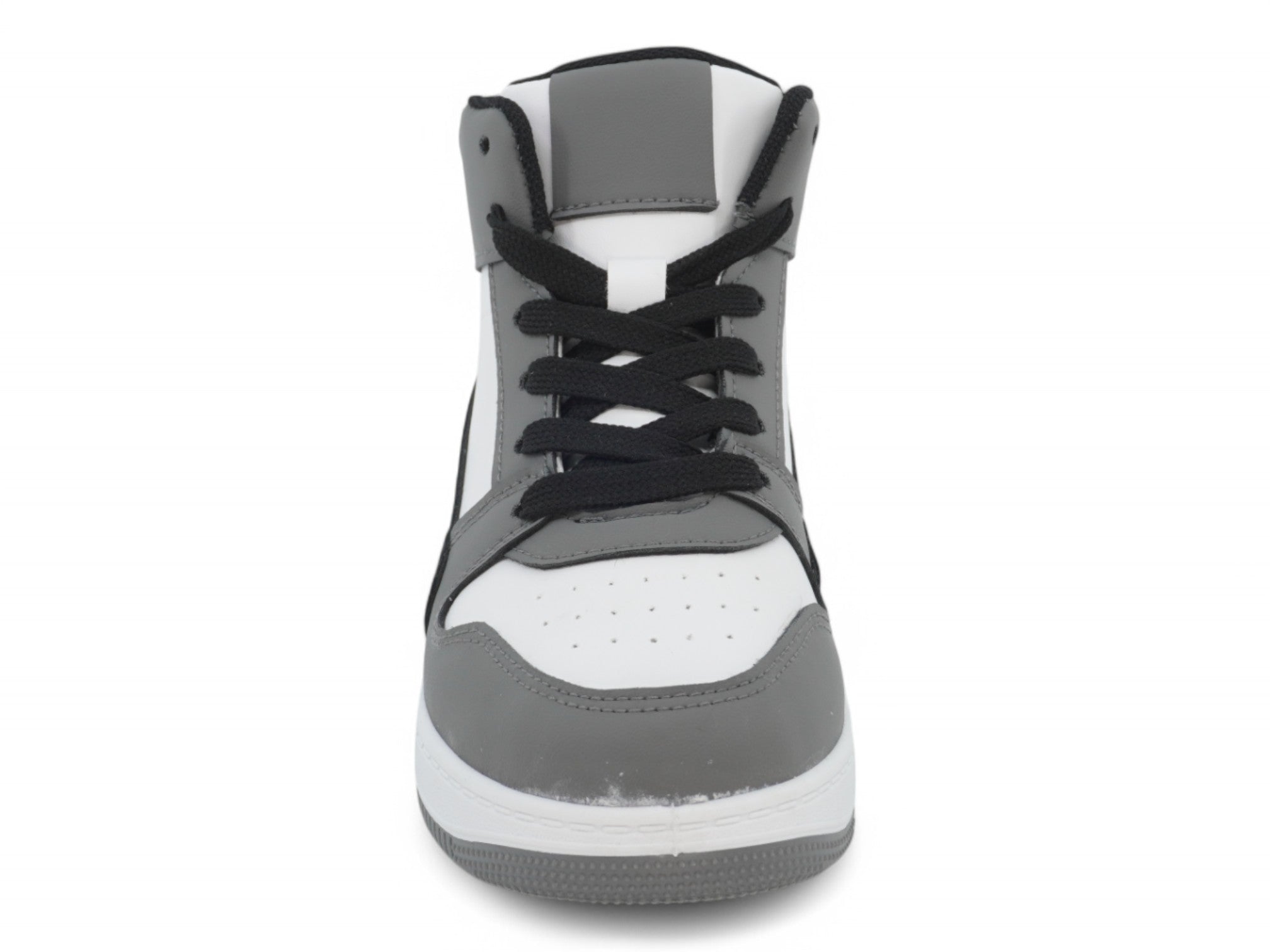 Boys' Gray & White Velcro High Top Sneaker