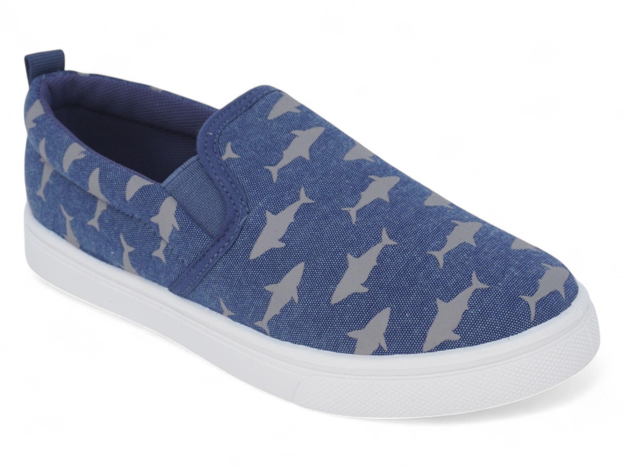 Boys' Blue Shark Canvas Slip On
